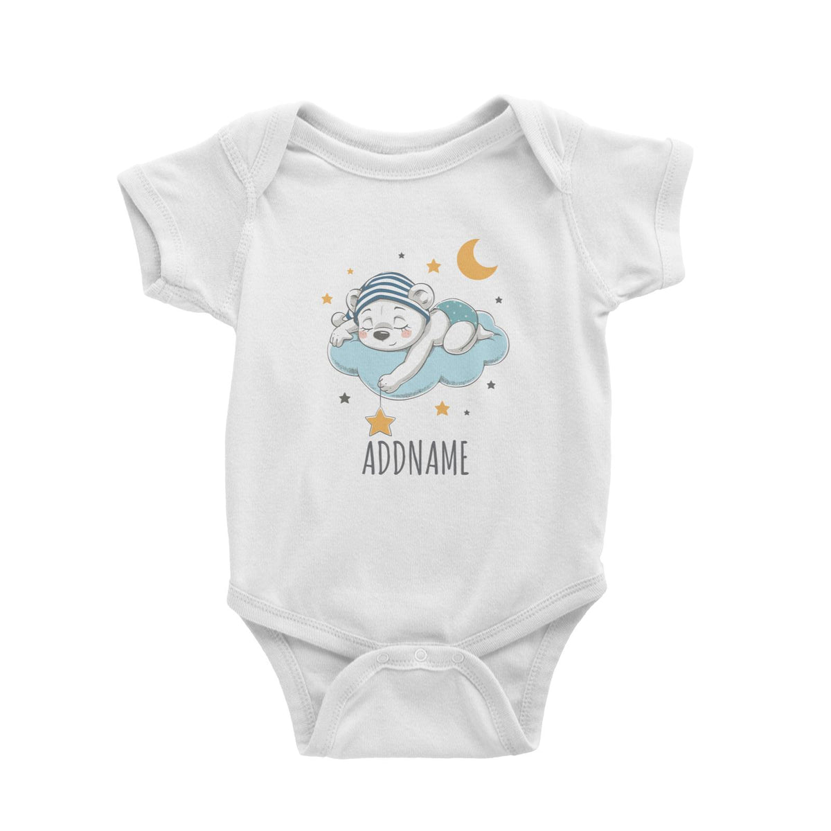 Sleeping Boy Bear on Cloud White Baby Romper Personalizable Designs Cute Sweet Animal For Boys Newborn HG