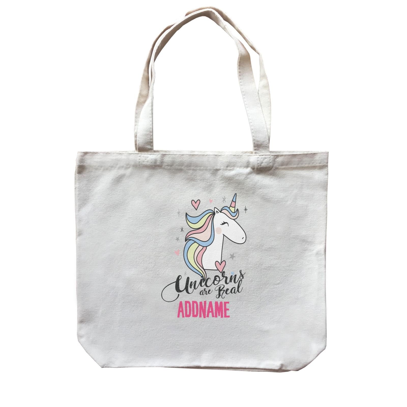 Cool Vibrant Series Unicorns Are Real Addname Canvas Bag