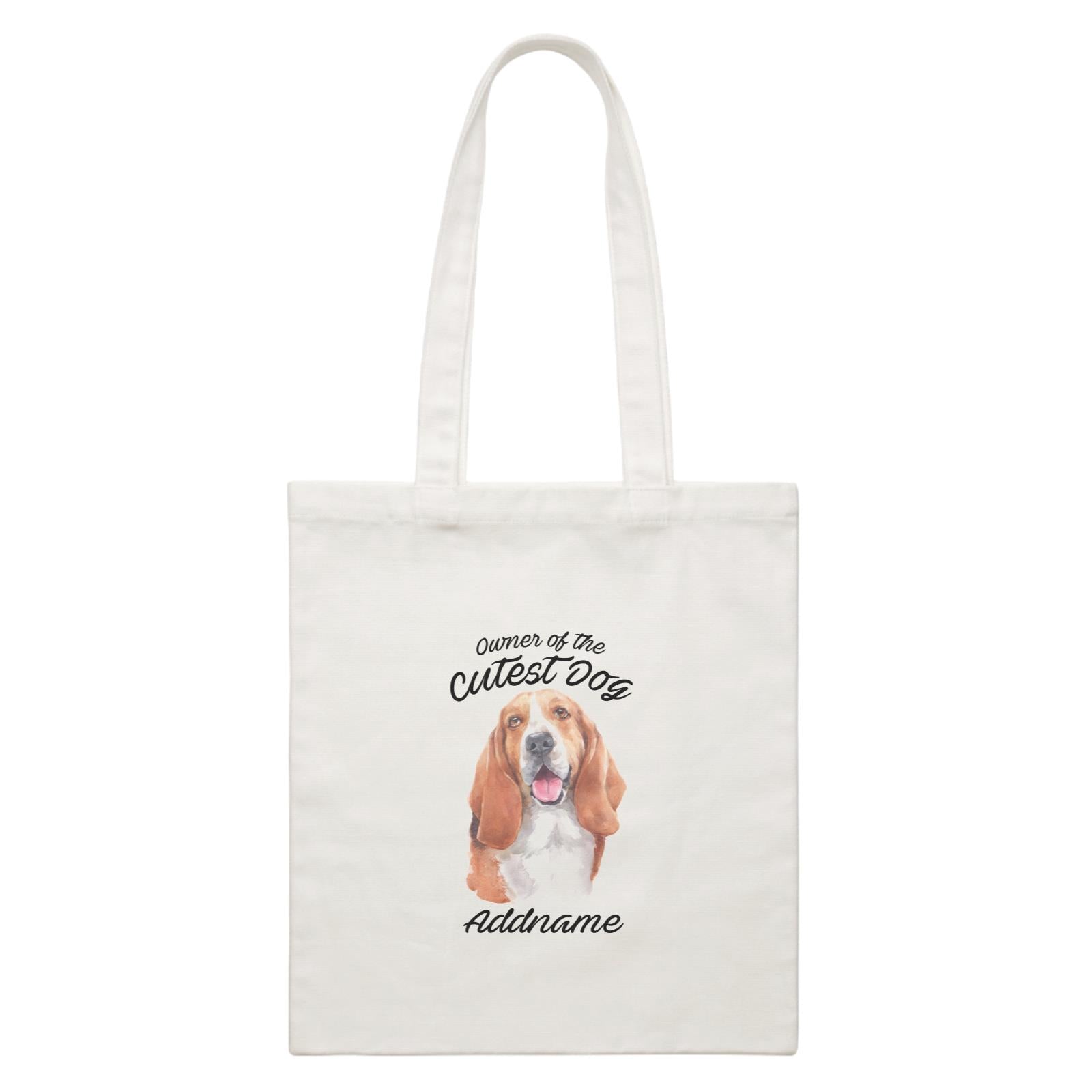 Watercolor Dog Owner Of The Cutest Dog Basset Hound Addname White Canvas Bag