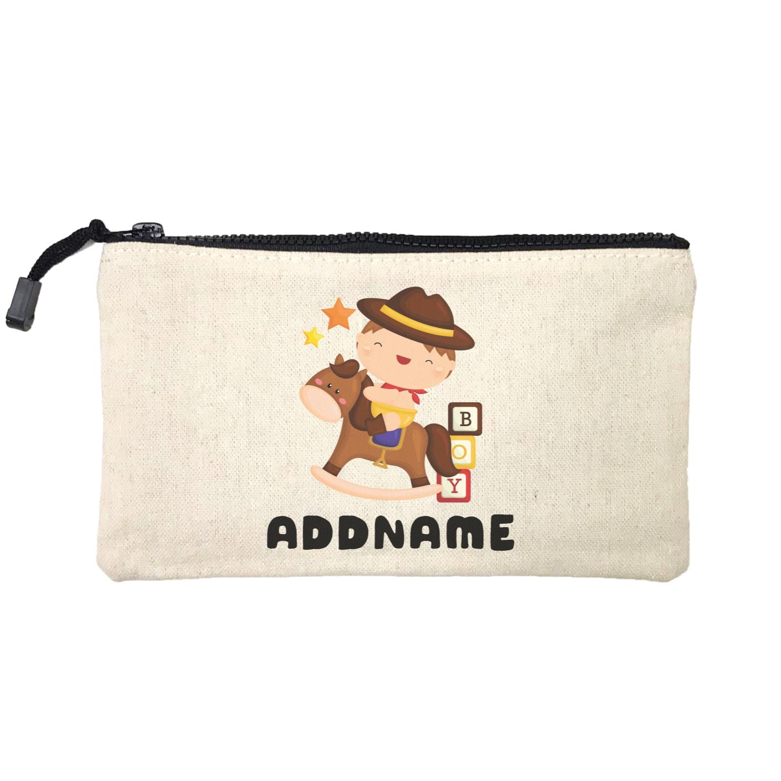 Birthday Cowboy Style Little Cowboy Playing Toy Horse Addname Mini Accessories Stationery Pouch