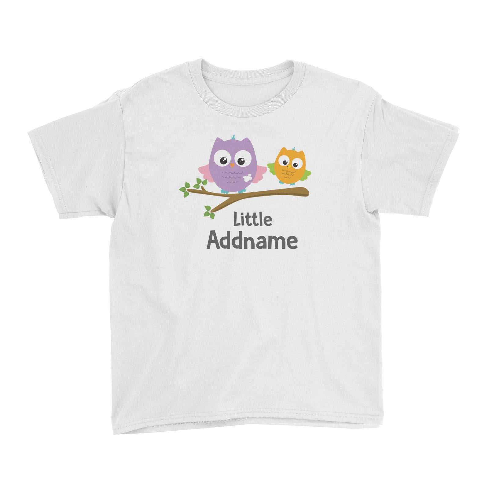 Cute Owls On Branch Little Addname Kid's T-Shirt