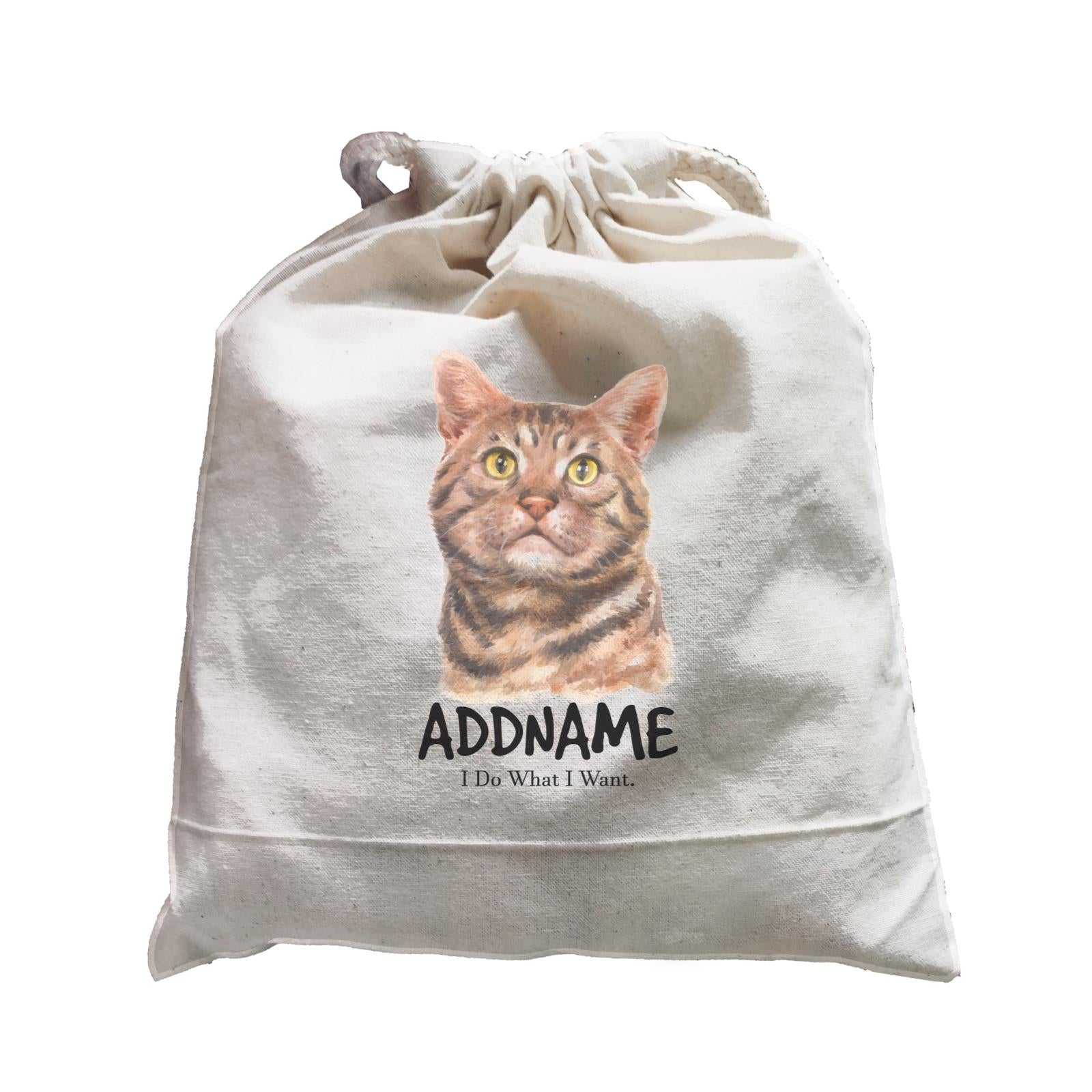 Watercolor Cat American Shorthair Brown I Do What I Want Addname Satchel
