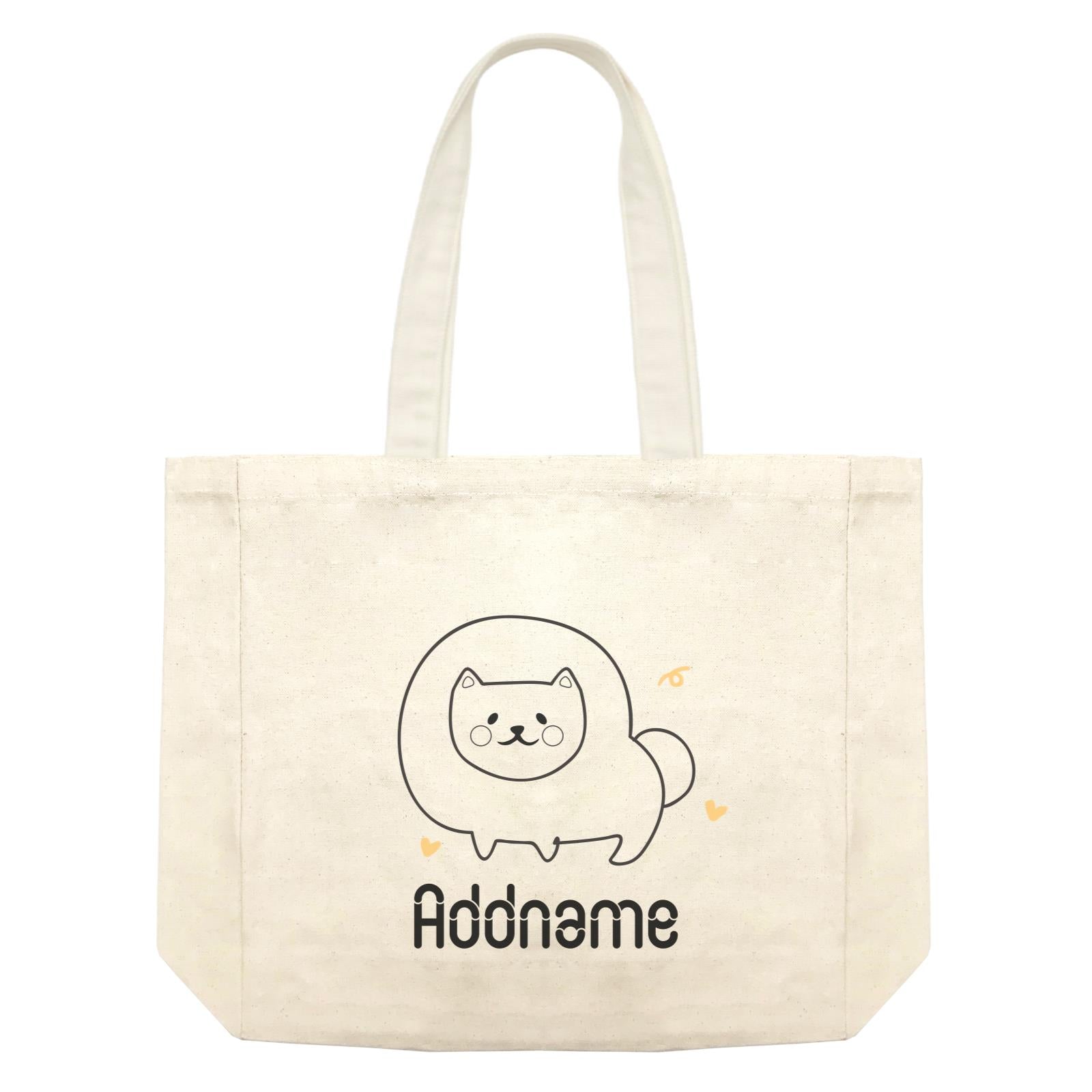 Coloring Outline Cute Hand Drawn Animals Dogs Pomeranian Addname Shopping Bag