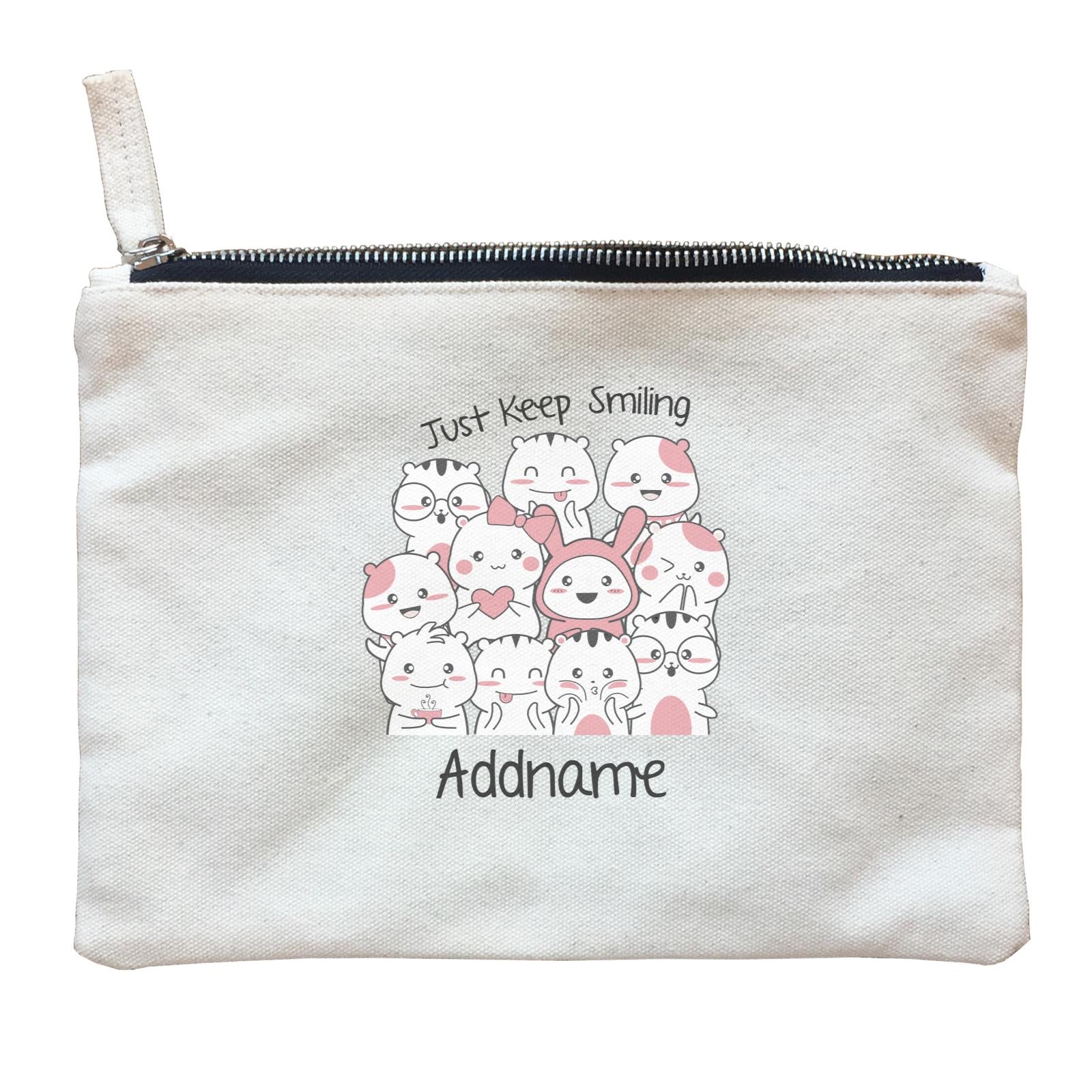 Cute Animals And Friends Series Cute Hamster Just Keep Smiling Addname Zipper Pouch
