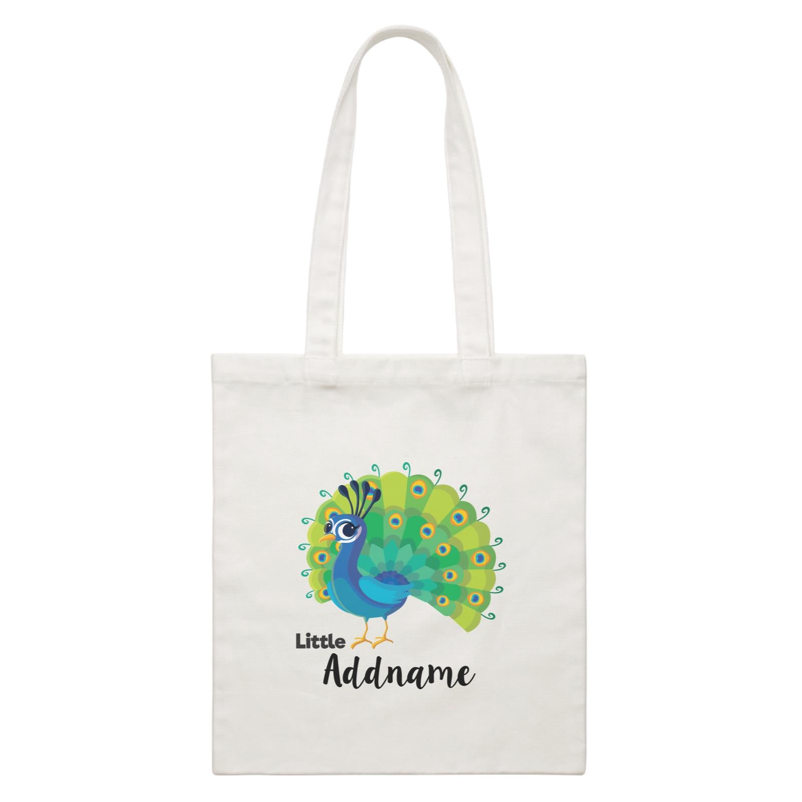Deepavali Cute Cartoon Little Peacock Addname White Canvas Bag