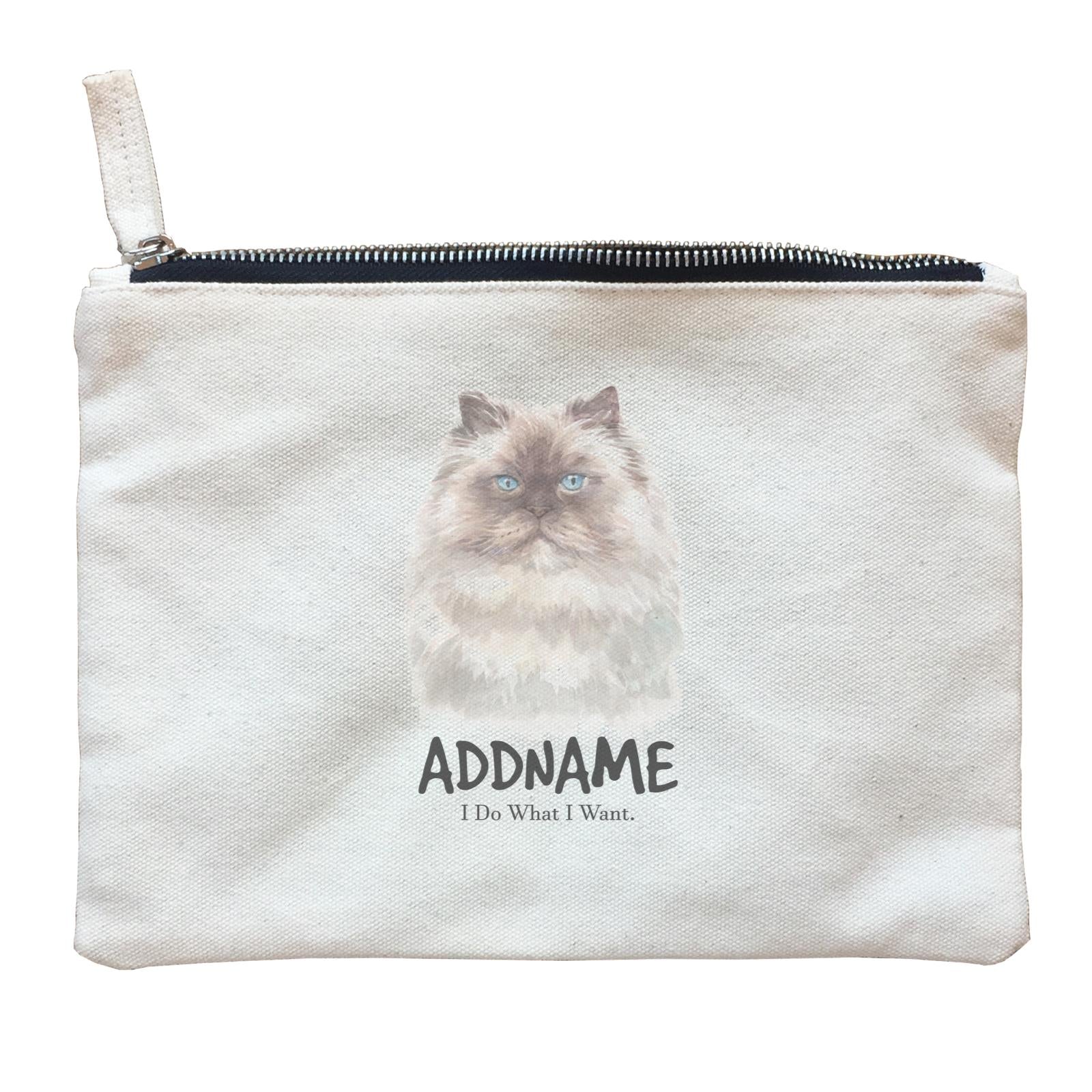 Watercolor Cat Himalayan Dark Face I Do What I Want Addname Zipper Pouch