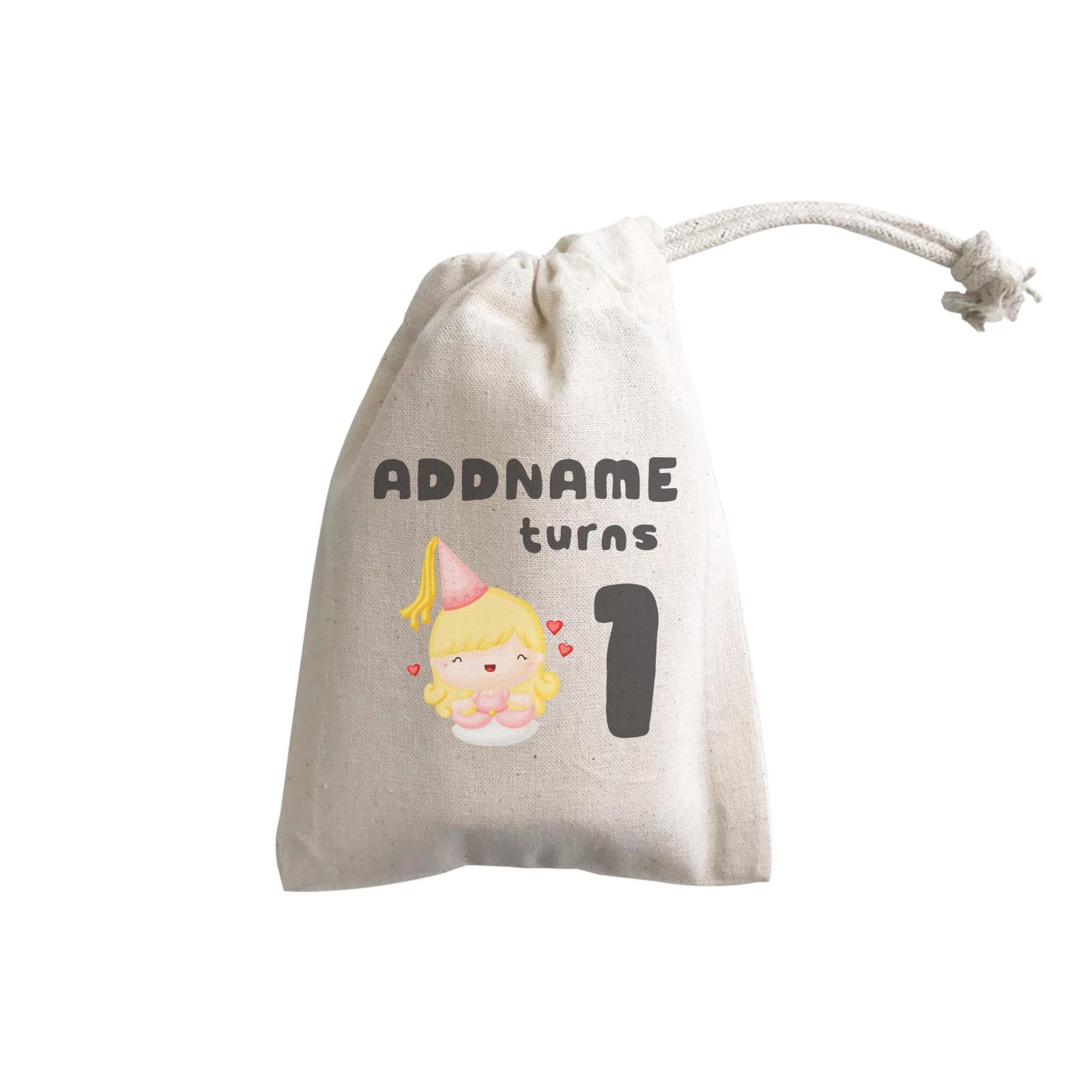 Birthday Royal Princess Girl Addname Turns 1 GP Gift Pouch