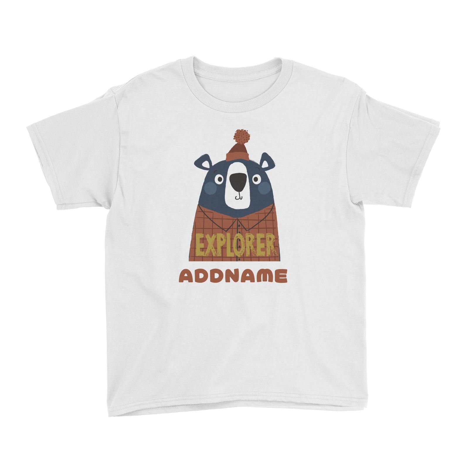 Explorer Bear in Pajamas Addname White Kid's T-Shirt