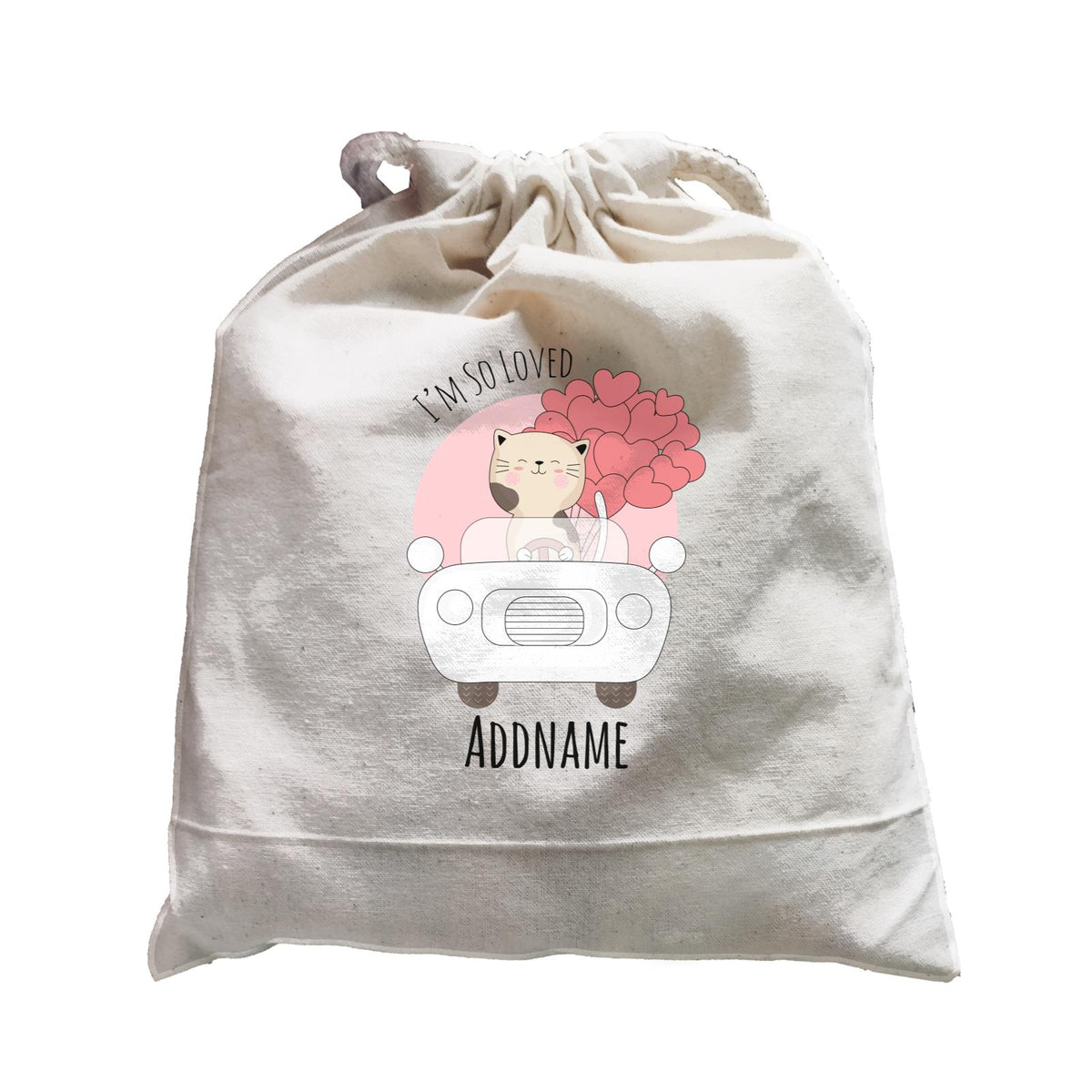 Sweet Animals Sketches Car in Cat I'm So Loved Addname Satchel