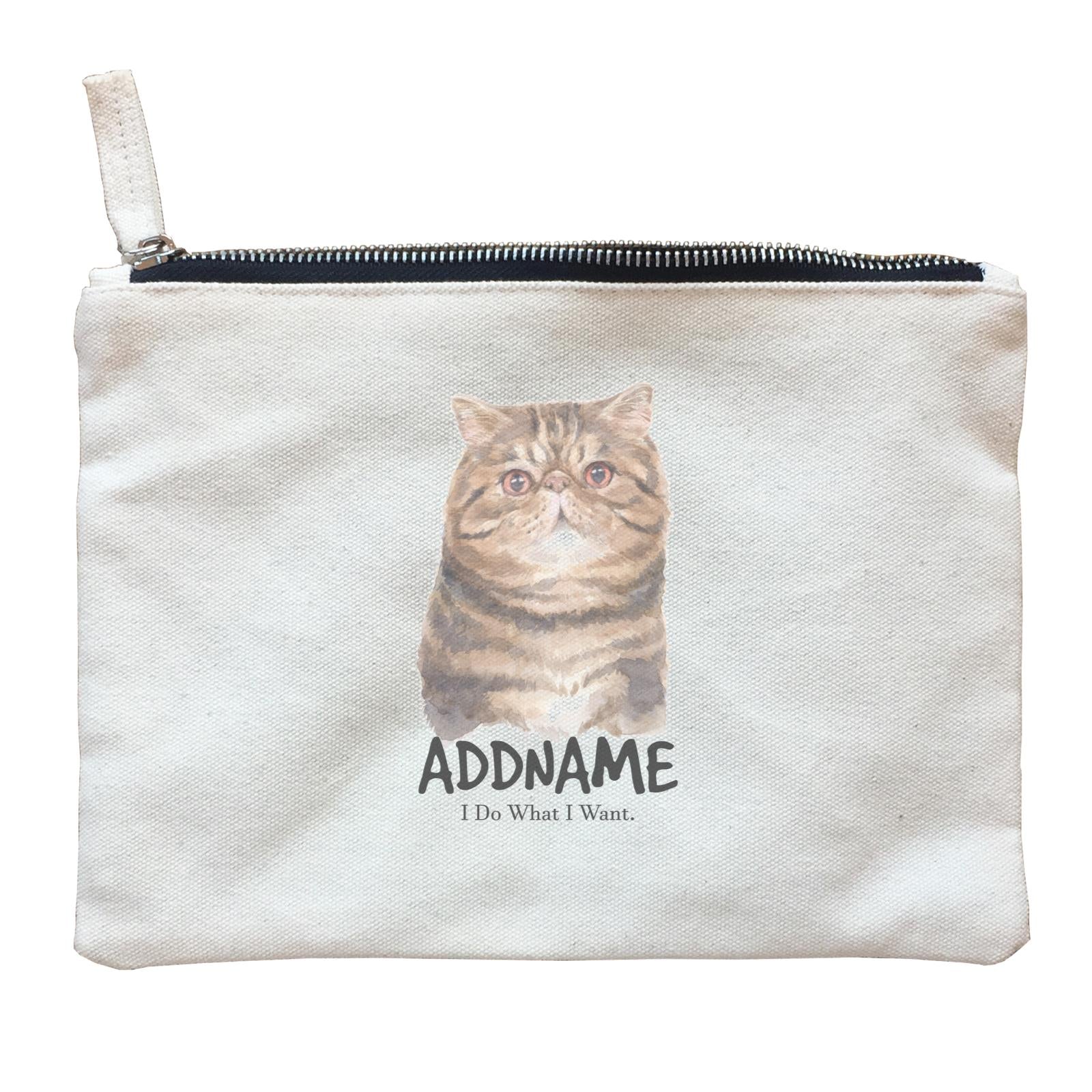 Watercolor Cat Exotic Shorthair I Do What I Want Addname Zipper Pouch