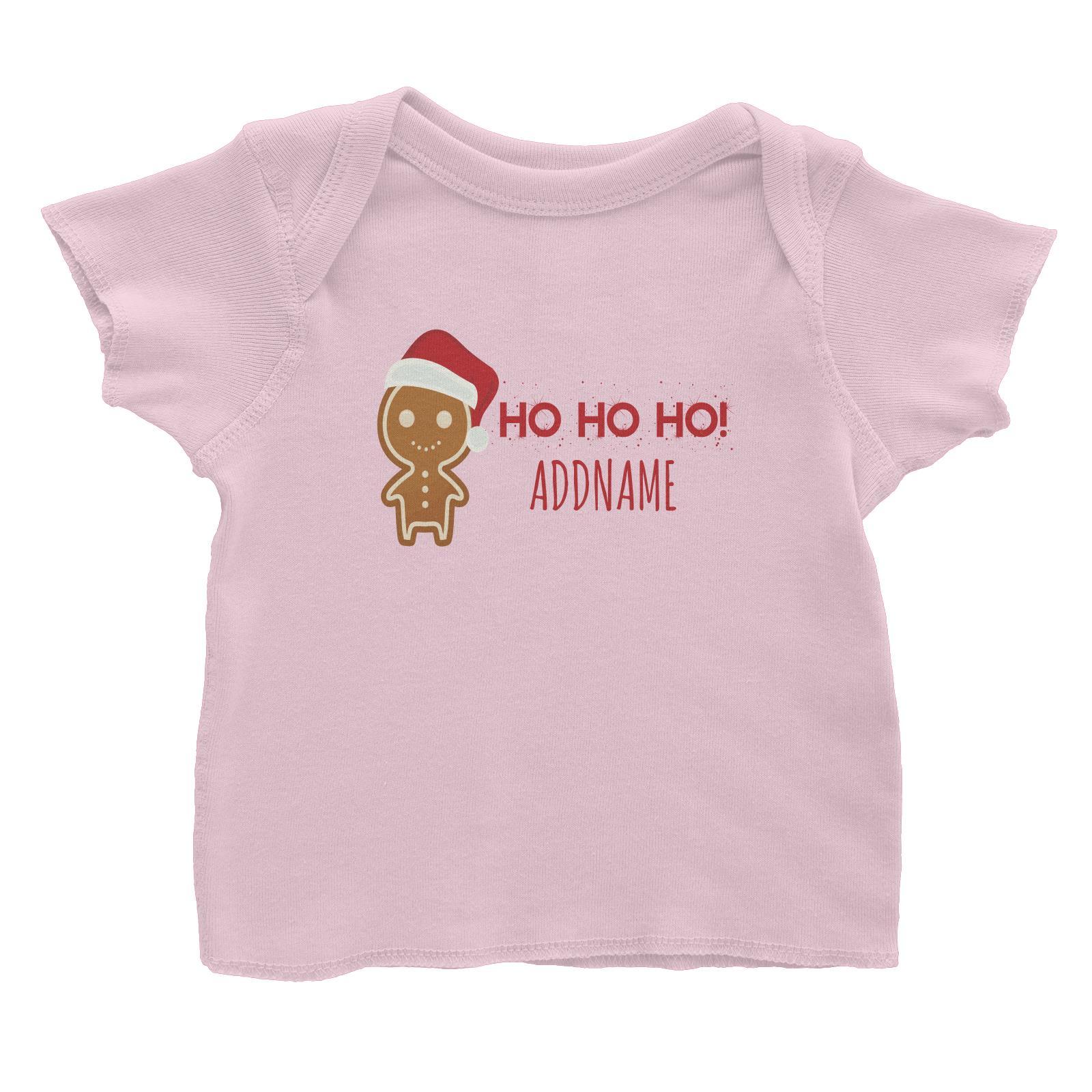 Cute Gingerbread Man with Santa Hat Addname Baby T-Shirt Christmas Matching Family Lettering Personalizable Designs