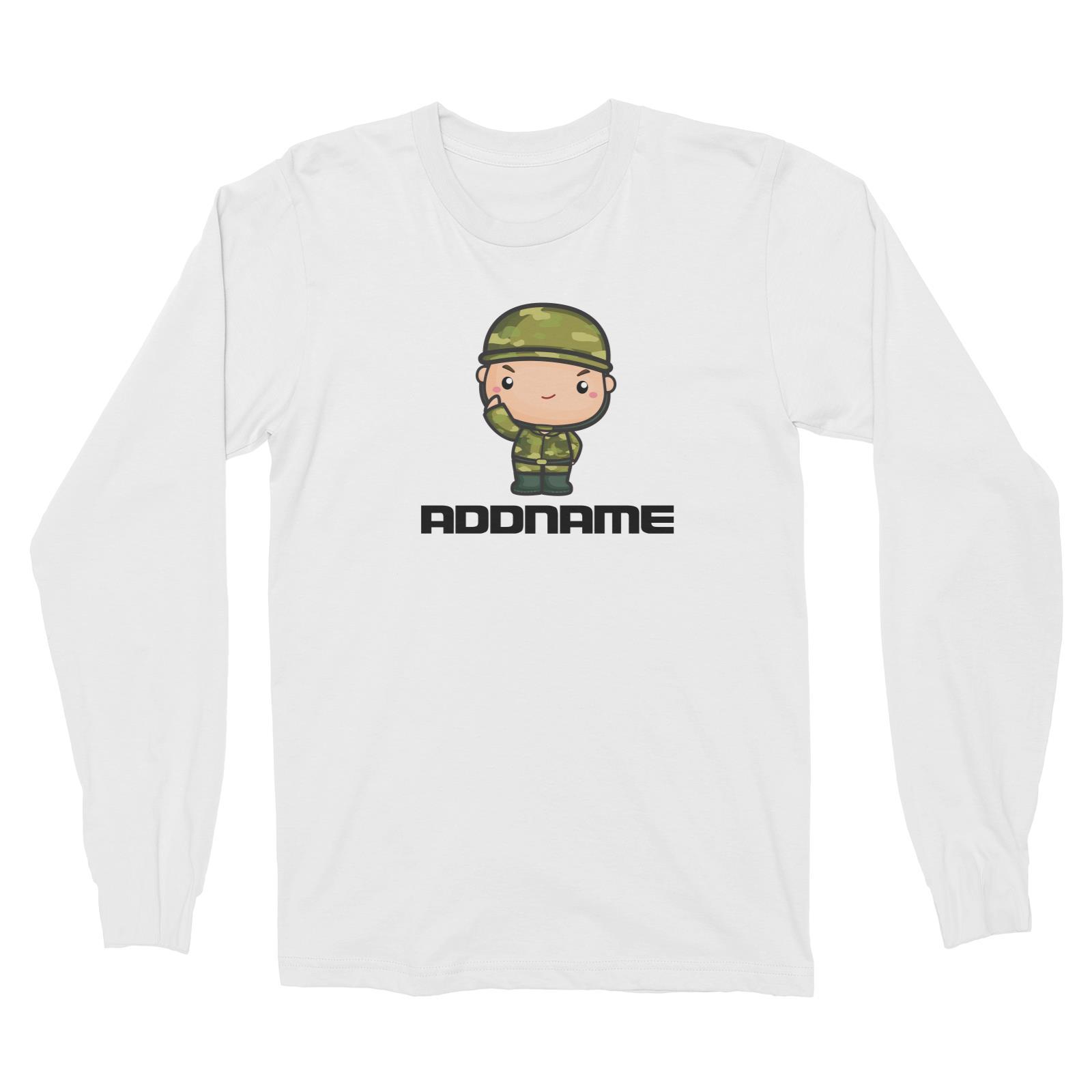 Birthday Battle Theme Army Soldier Boy Addname Long Sleeve Unisex T-Shirt