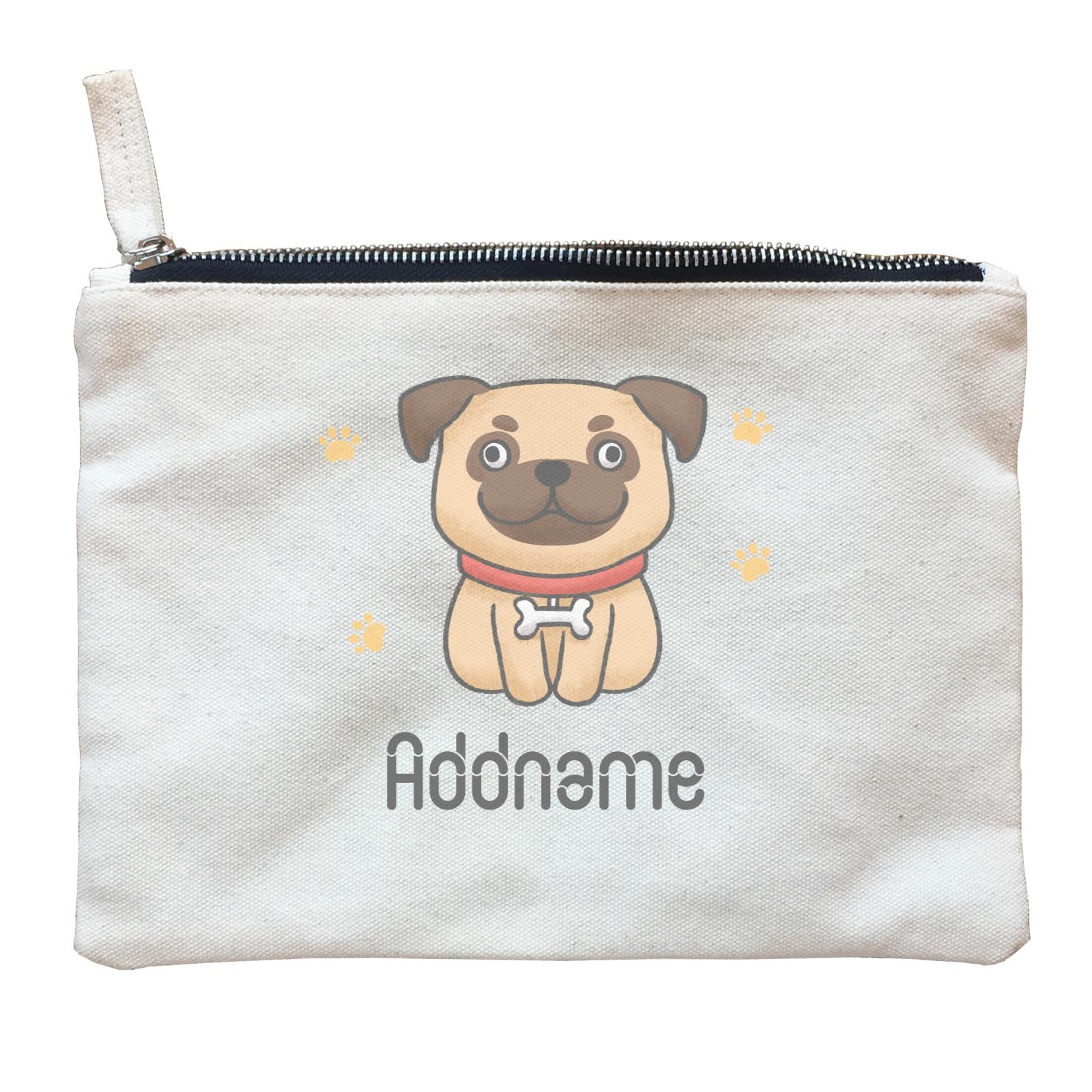 Cute Hand Drawn Style Pug Addname Zipper Pouch