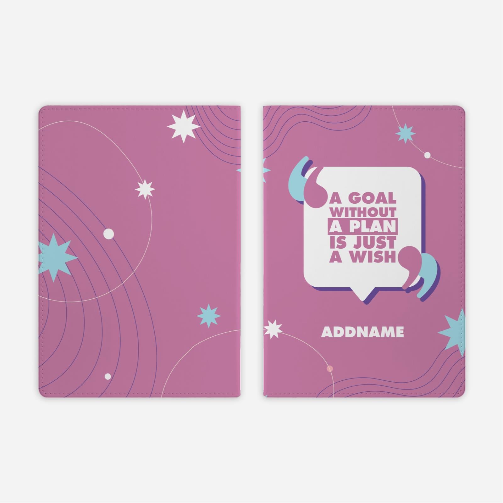 Be Confident Series Full Print Cover Notebook - A Goal Without a Plan Is Just A Wish - Pink