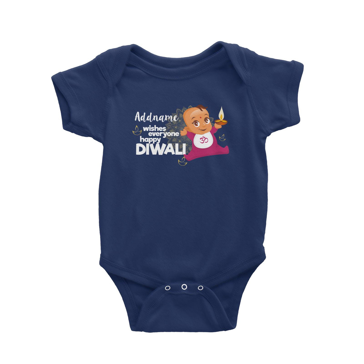 Cute Baby Wishes Everyone Happy Diwali Addname Baby Romper