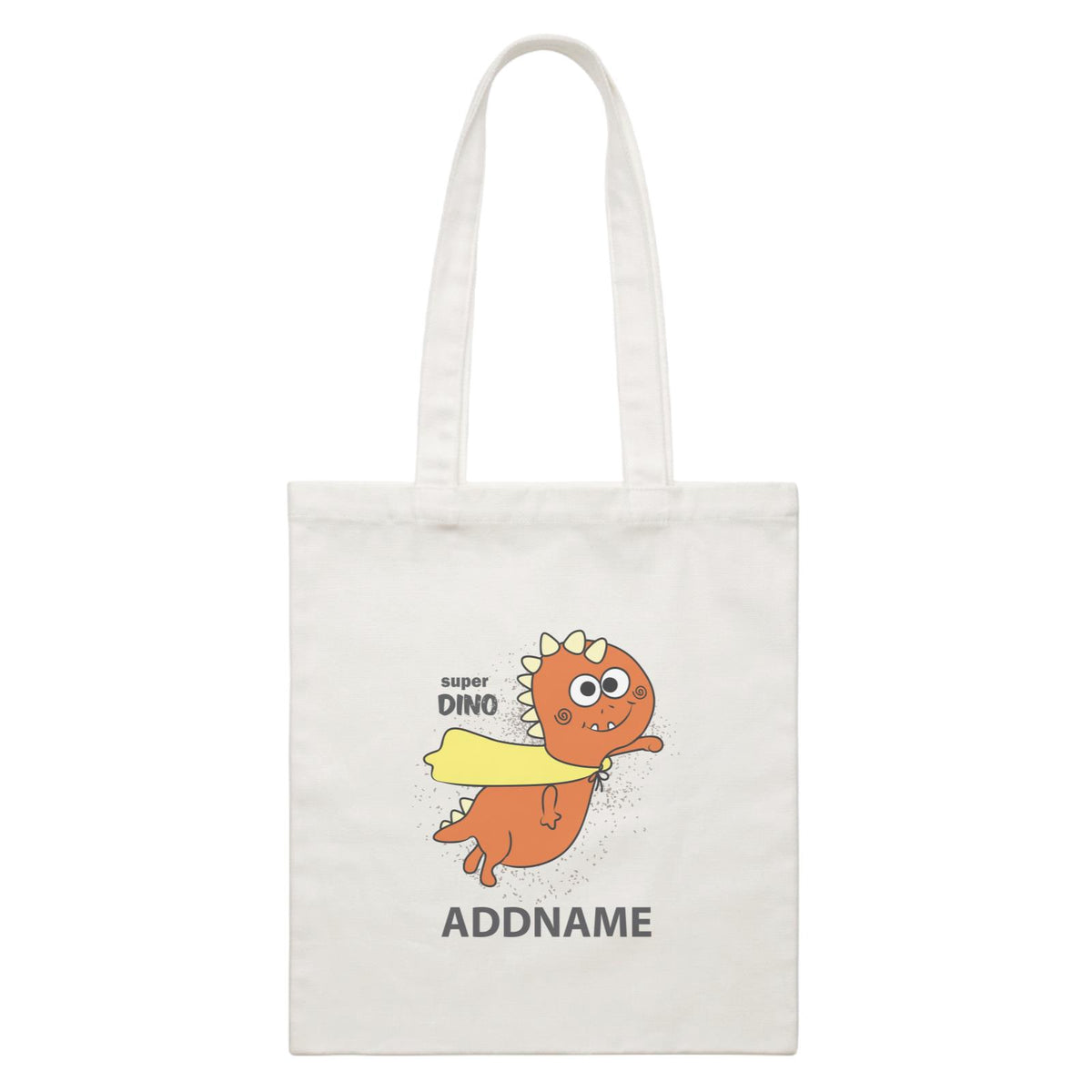 Cool Cute Dinosaur Super Dino Addname White Canvas Bag