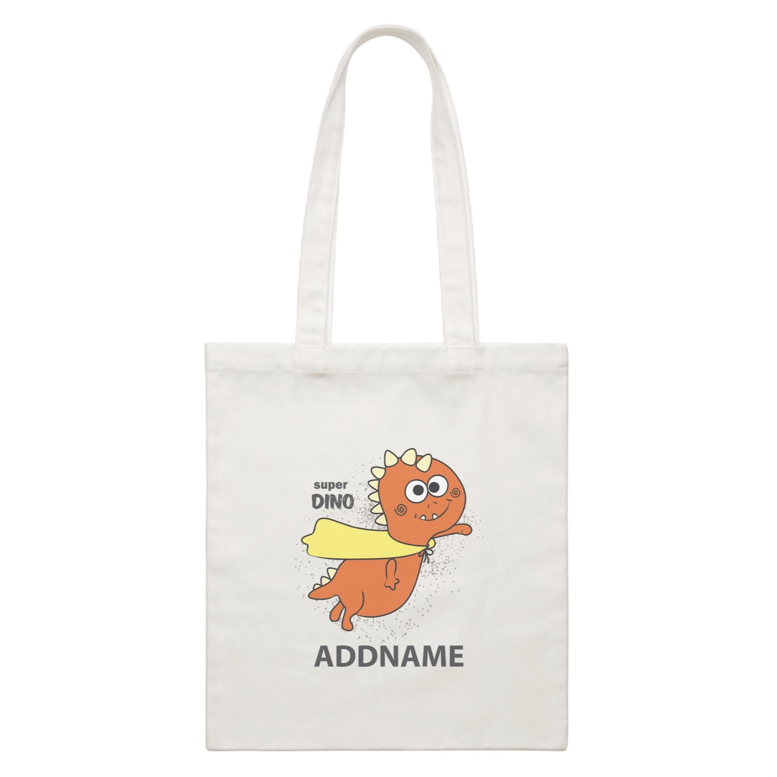 Cool Cute Dinosaur Super Dino Addname White Canvas Bag