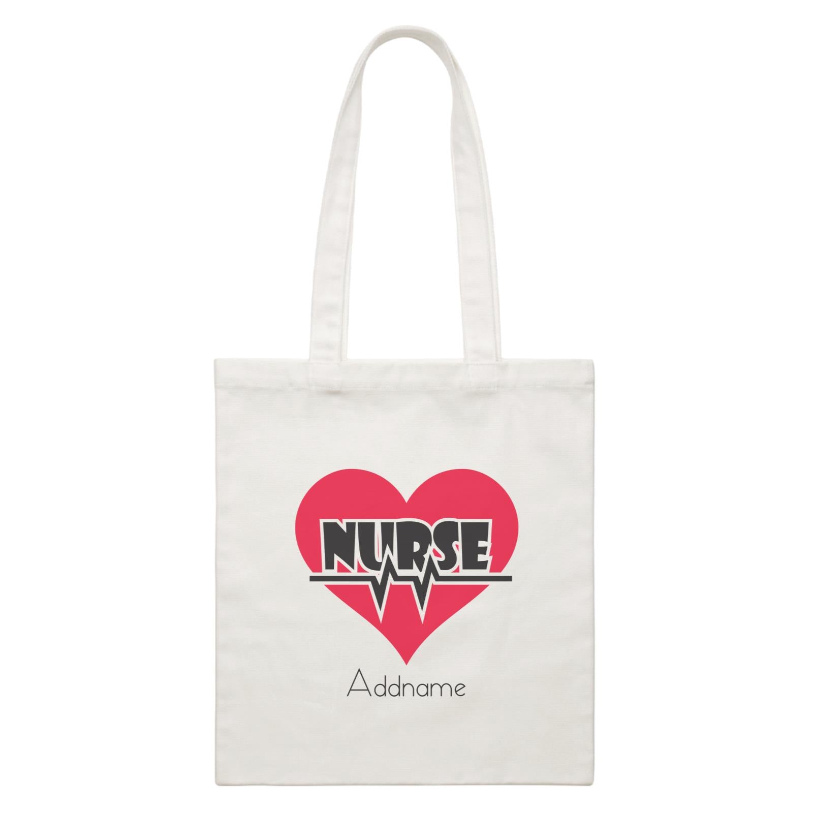 Nurse with Pink Heart White Canvas Bag