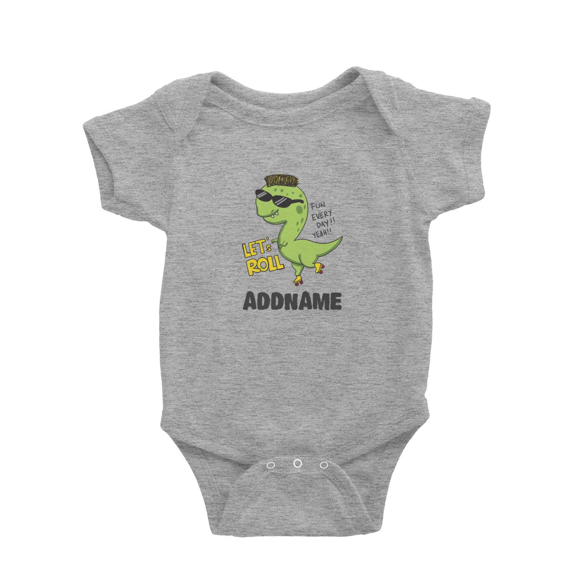 Super Cute Dinosaur Let's Roll Baby Romper