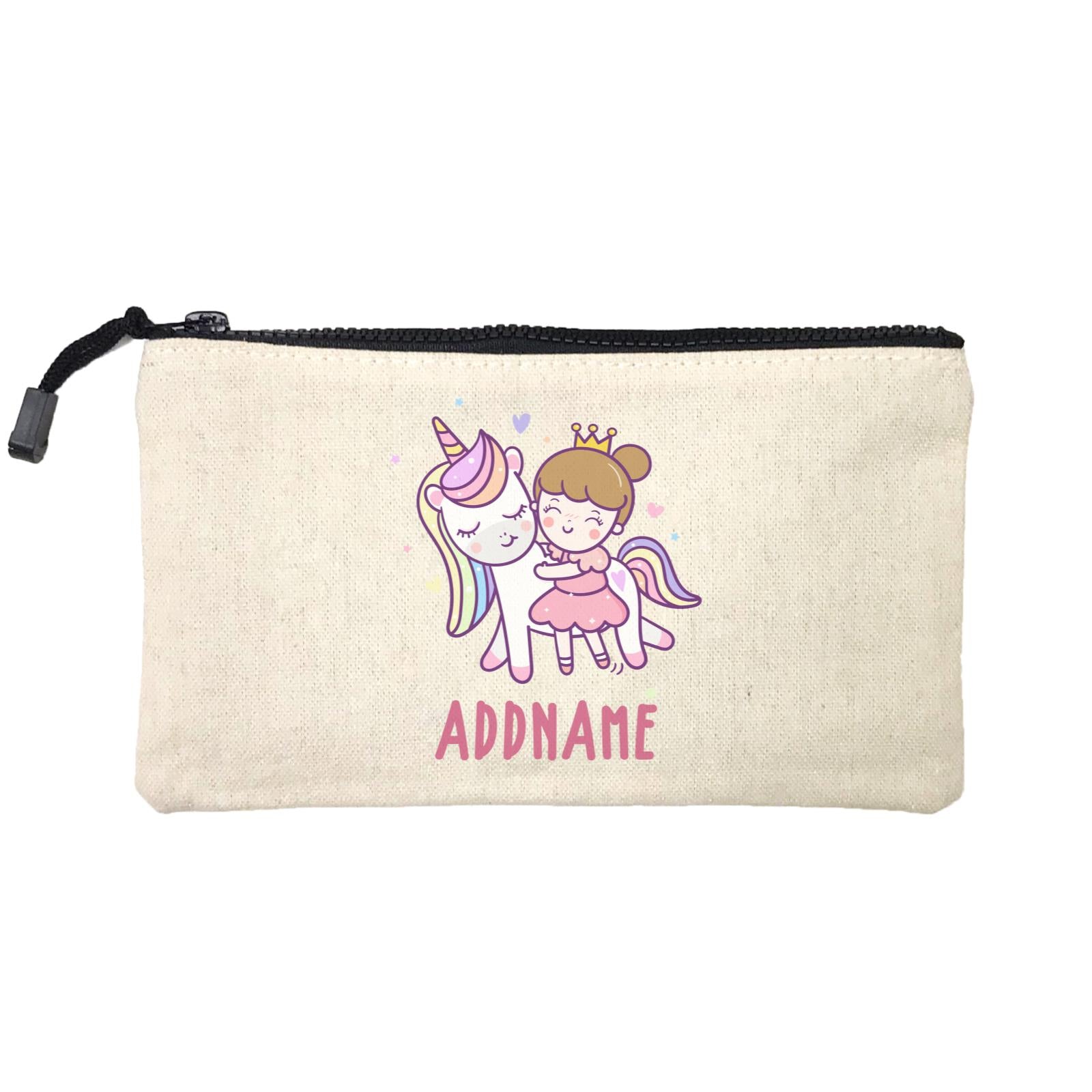 Unicorn And Princess Series Cute Unicorn With Princess Addname Mini Accessories Stationery Pouch