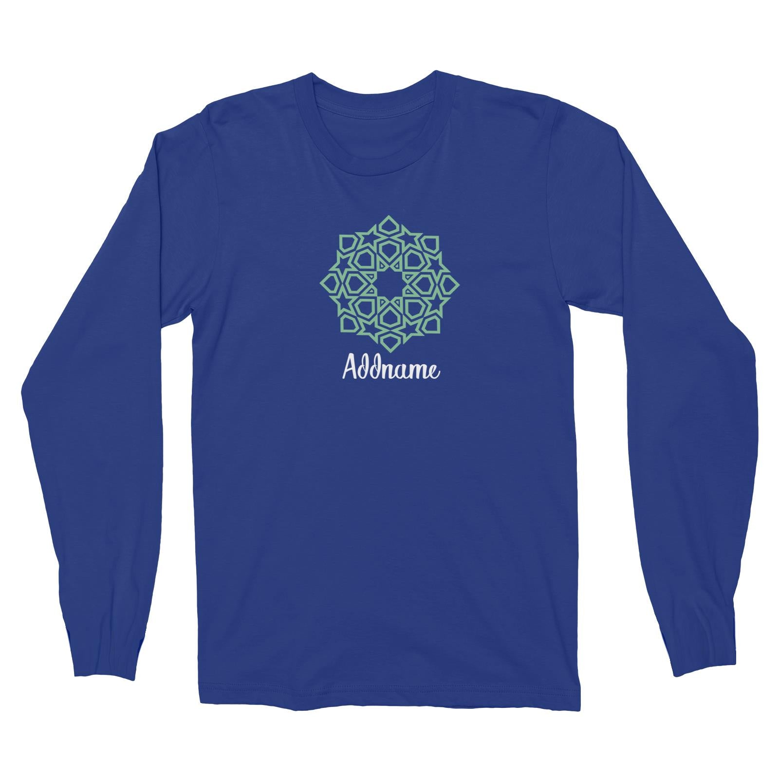 Raya Symbol Green Islamic Geometric Addname Long Sleeve Unisex T-Shirt