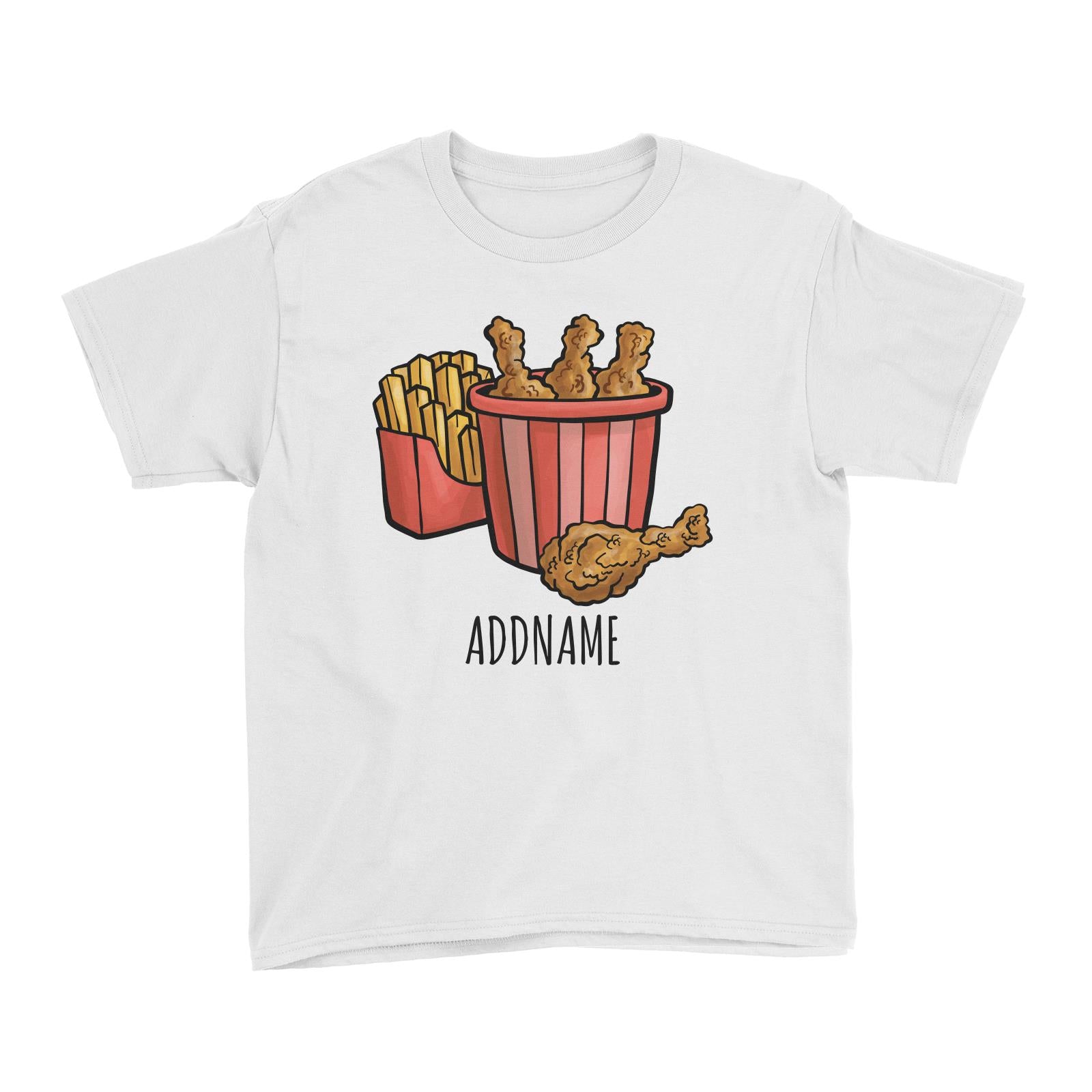 Cartoon Fast Food KFC Drumstick Fries White White Kid's T-Shirt  Matching Family Personalizable Designs