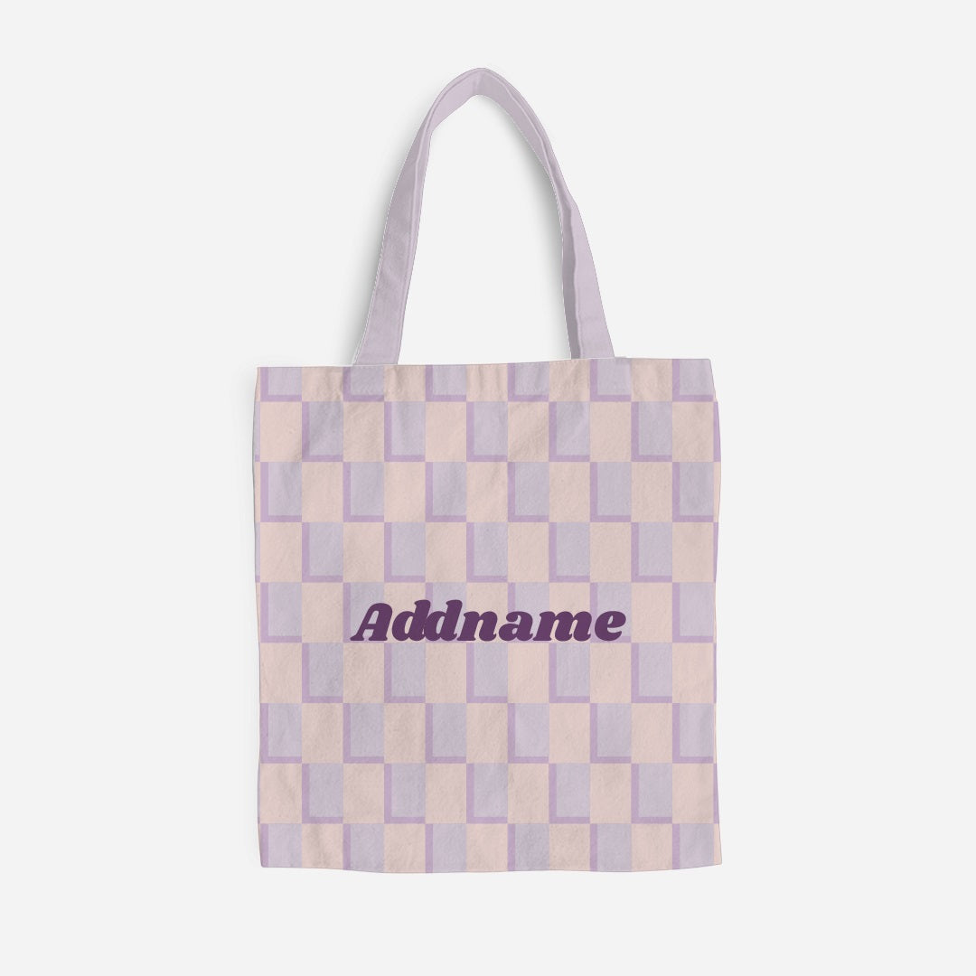 Checkered Series Full Print Tote Bag - Purple