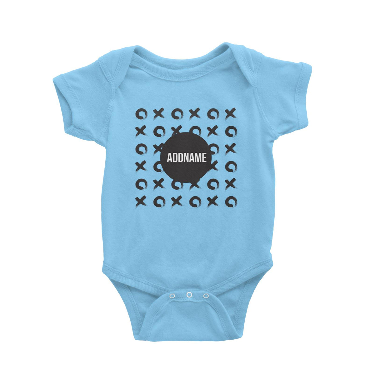 Monochrome Black Tic Tac Toe with Addname Baby Romper