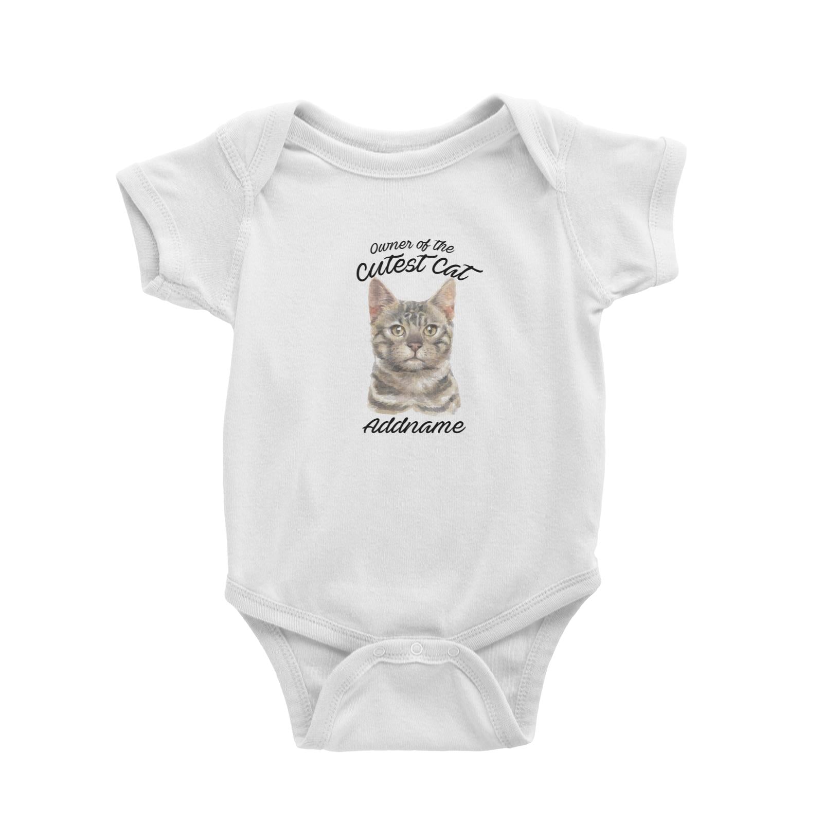 Watercolor Owner Of The Cutest Cat Bengal Grey Addname Baby Romper