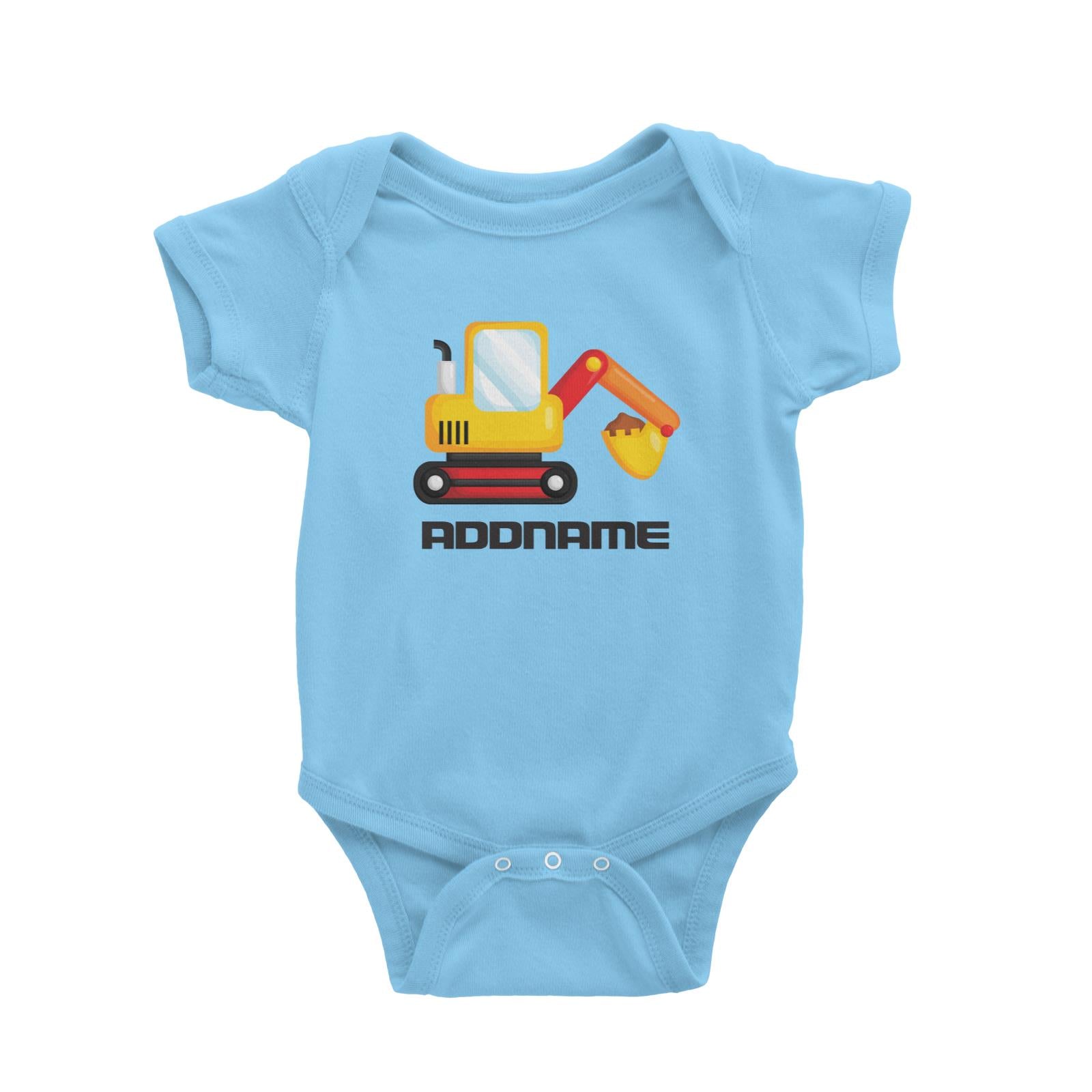 Birthday Construction Excavator Addname Baby Romper