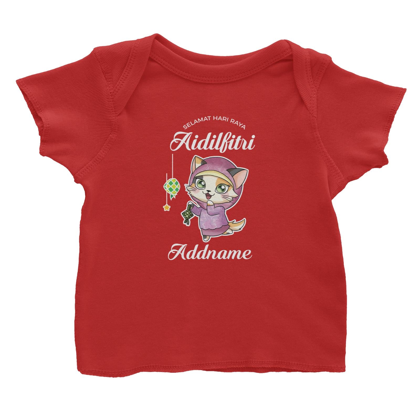 Raya Cute Animals Mama Cat Wishes Selamat Hari Raya Aidilfitri Baby T-Shirt