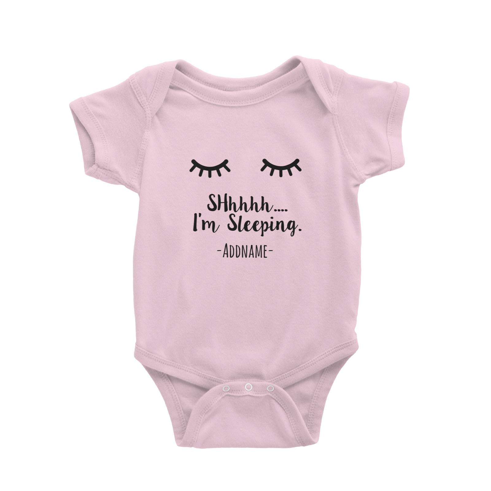 Sleeping Eyes with Lashes Shh I'm Sleeping Addname Baby Romper Personalizable Designs Basic Newborn