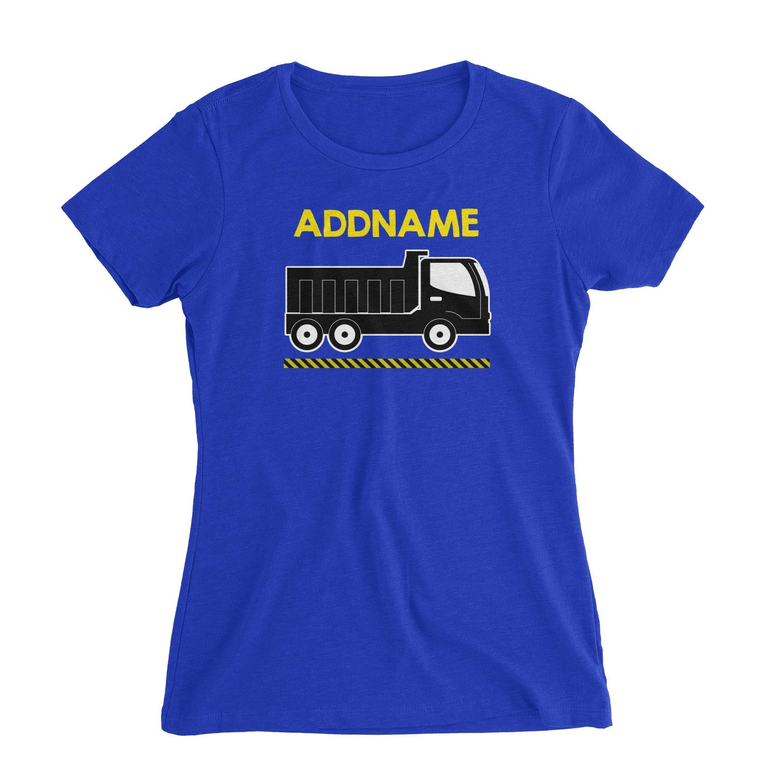 Construction Birthday Theme Truck 2 Addname Women's Slim Fit T-Shirt