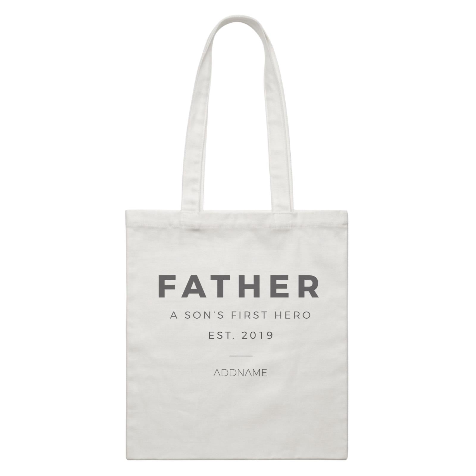 Father First A Sons First Hero Addname With Date White Canvas Bag