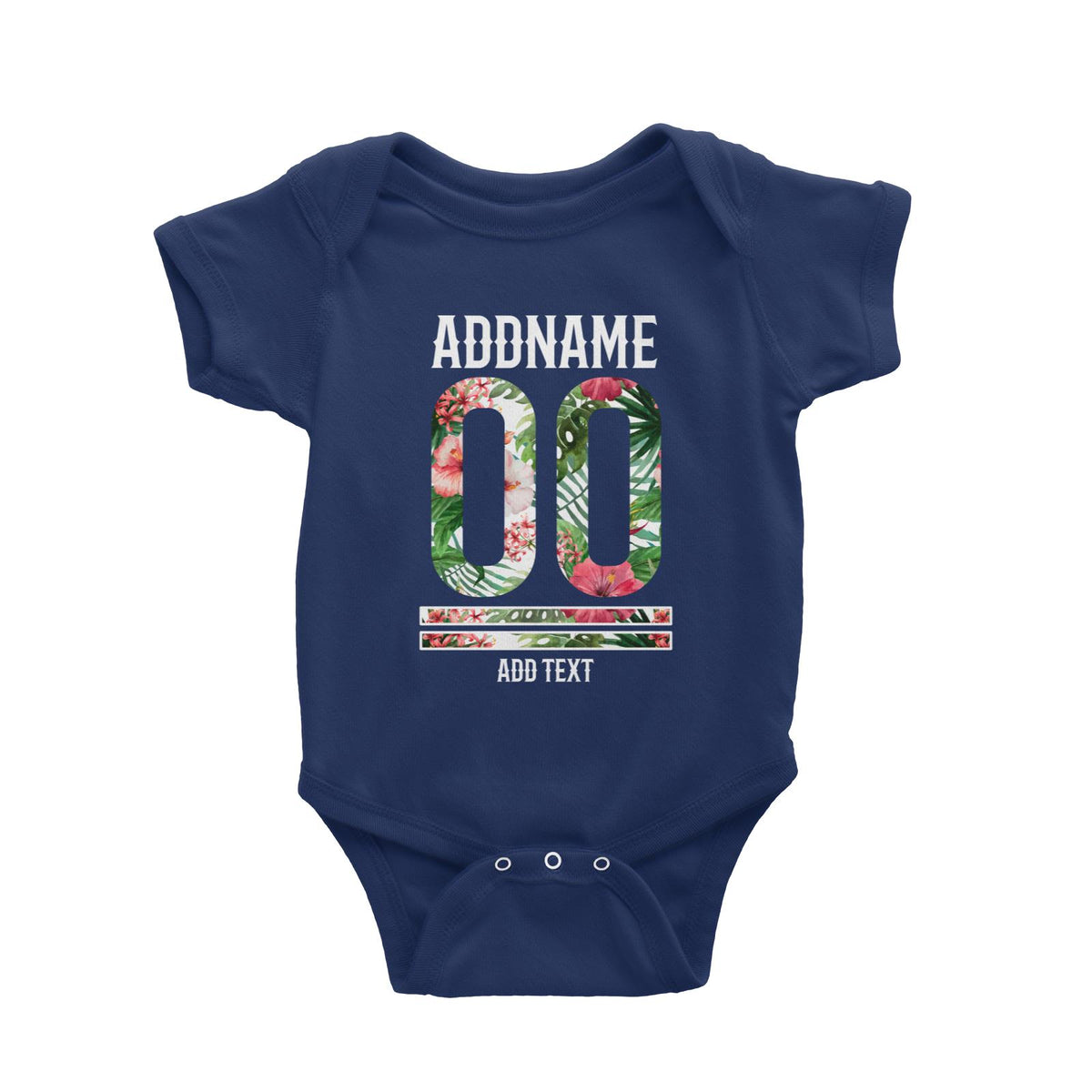 Tropical Leaves With Bunga Raya Personalizable with Name Number and Text Baby Romper