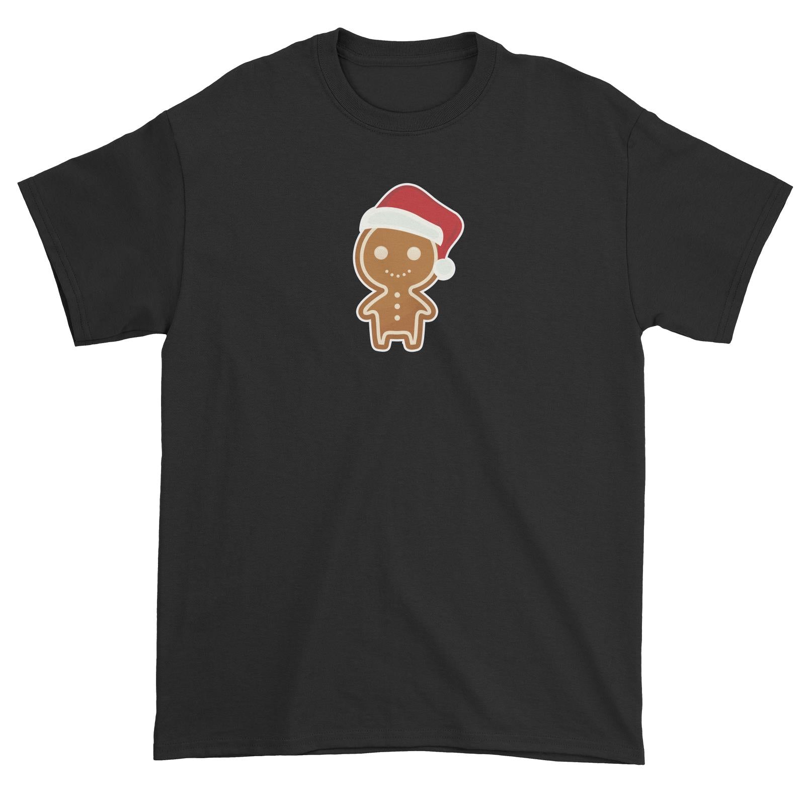Cute Gingerbread Man with Santa Hat Unisex T-Shirt Christmas Matching Family Funny