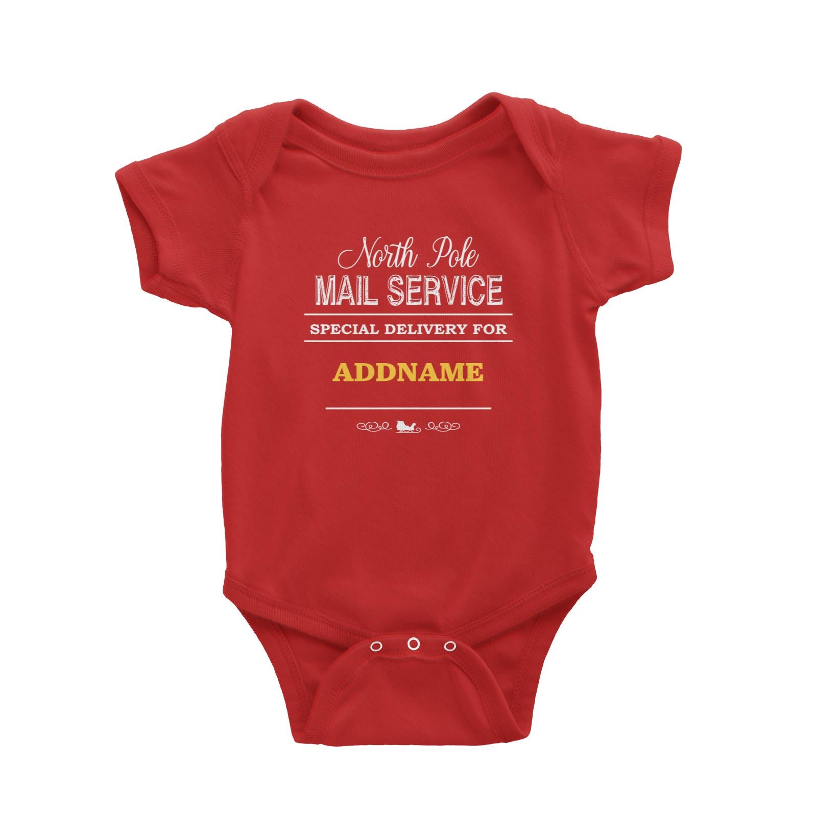 Xmas North Pole Mail Service Special Delivery Baby Romper