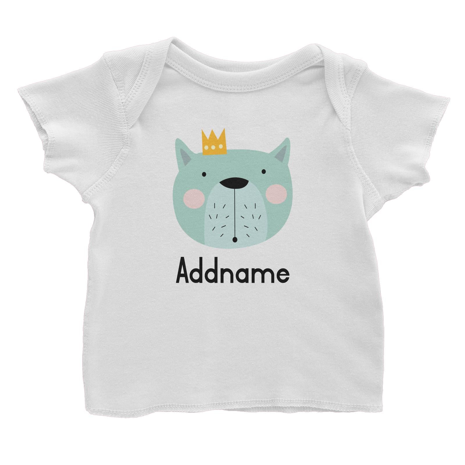 Crown Animal Green Bear with Whiskers Addname Baby T-Shirt