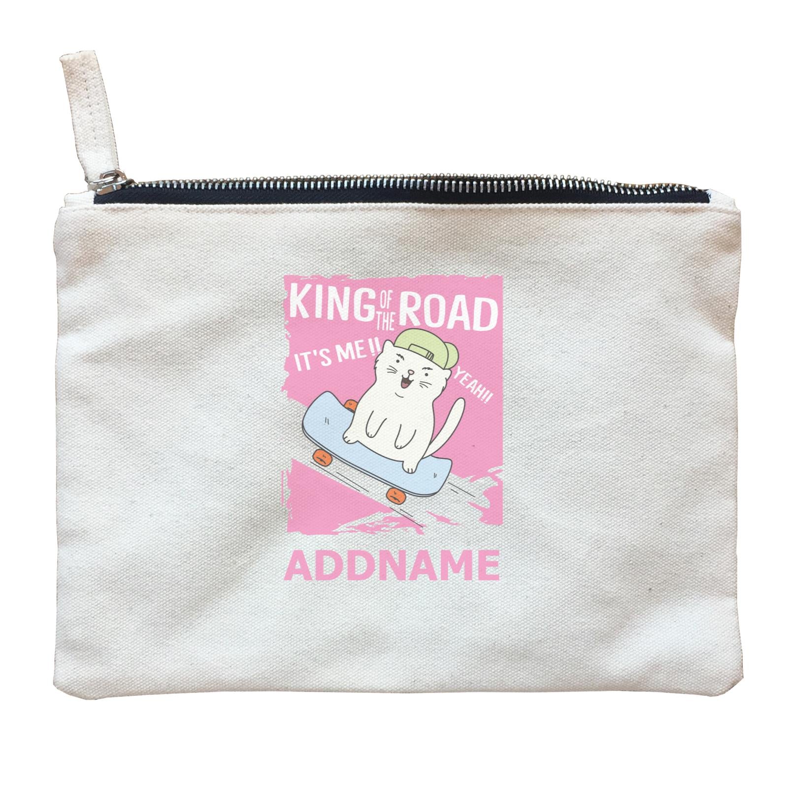 Cool Cute Animals Cats King Of The Road Addname Zipper Pouch