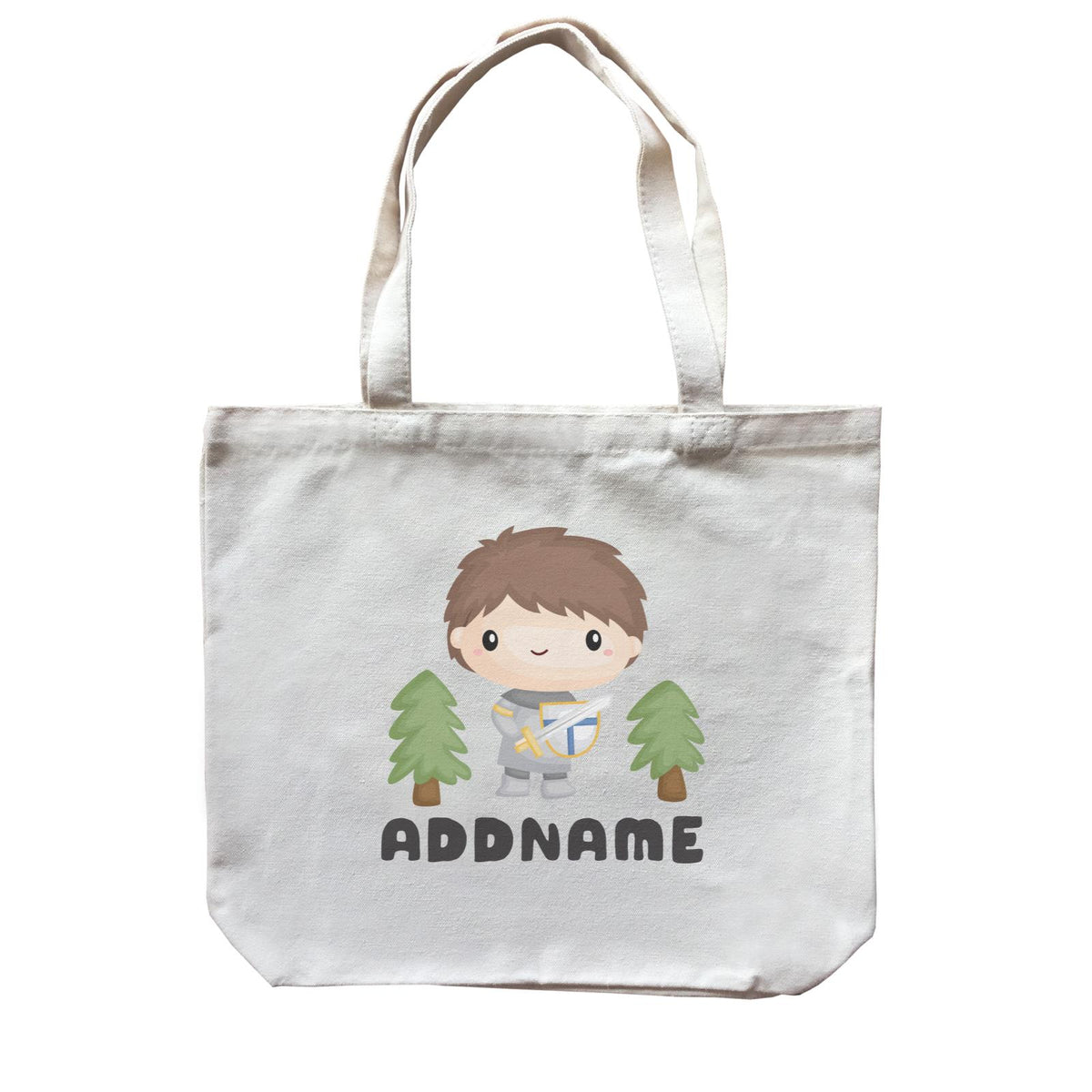 Birthday Royal Knight Boy Holding Sheild And Sword Addname Canvas Bag
