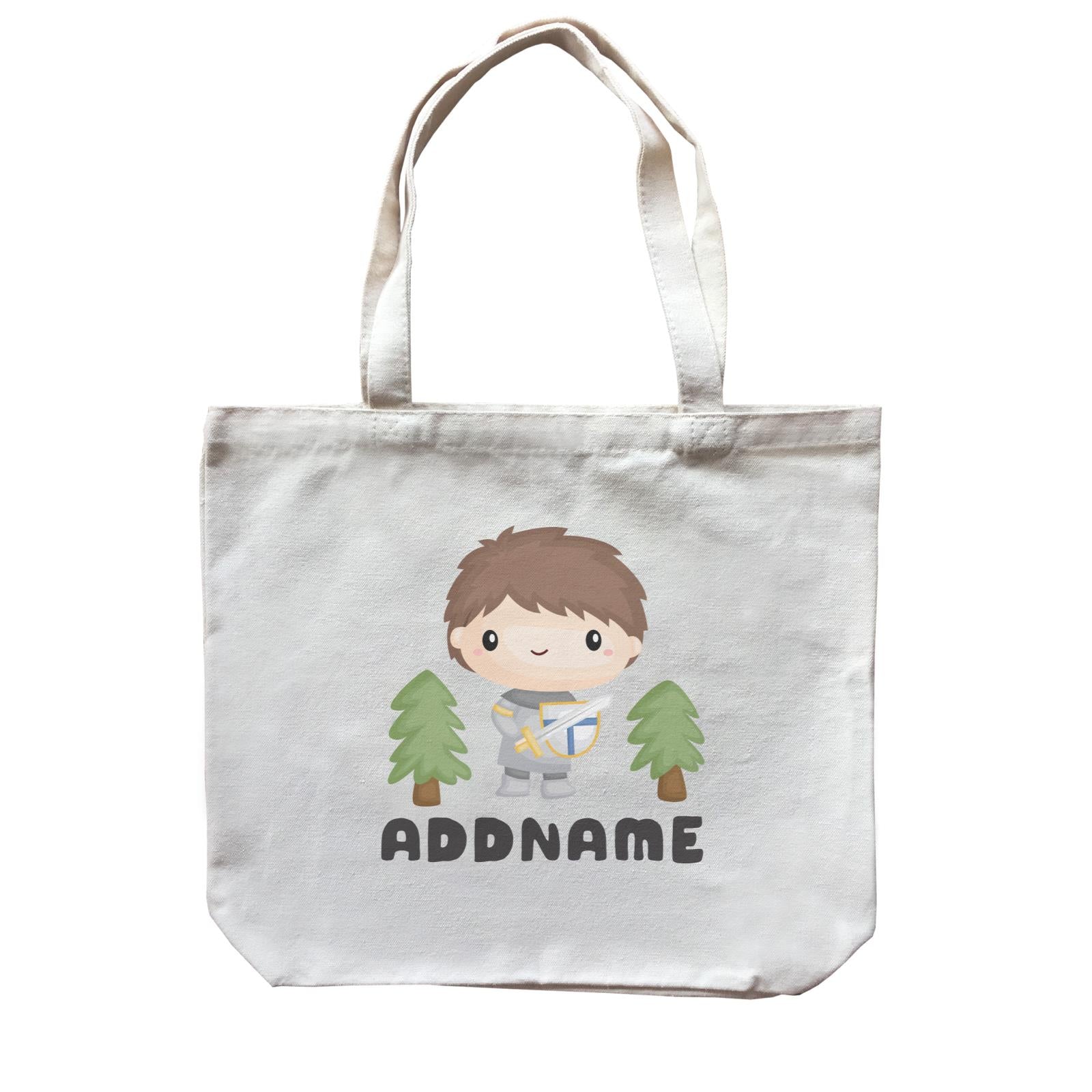 Birthday Royal Knight Boy Holding Sheild And Sword Addname Canvas Bag