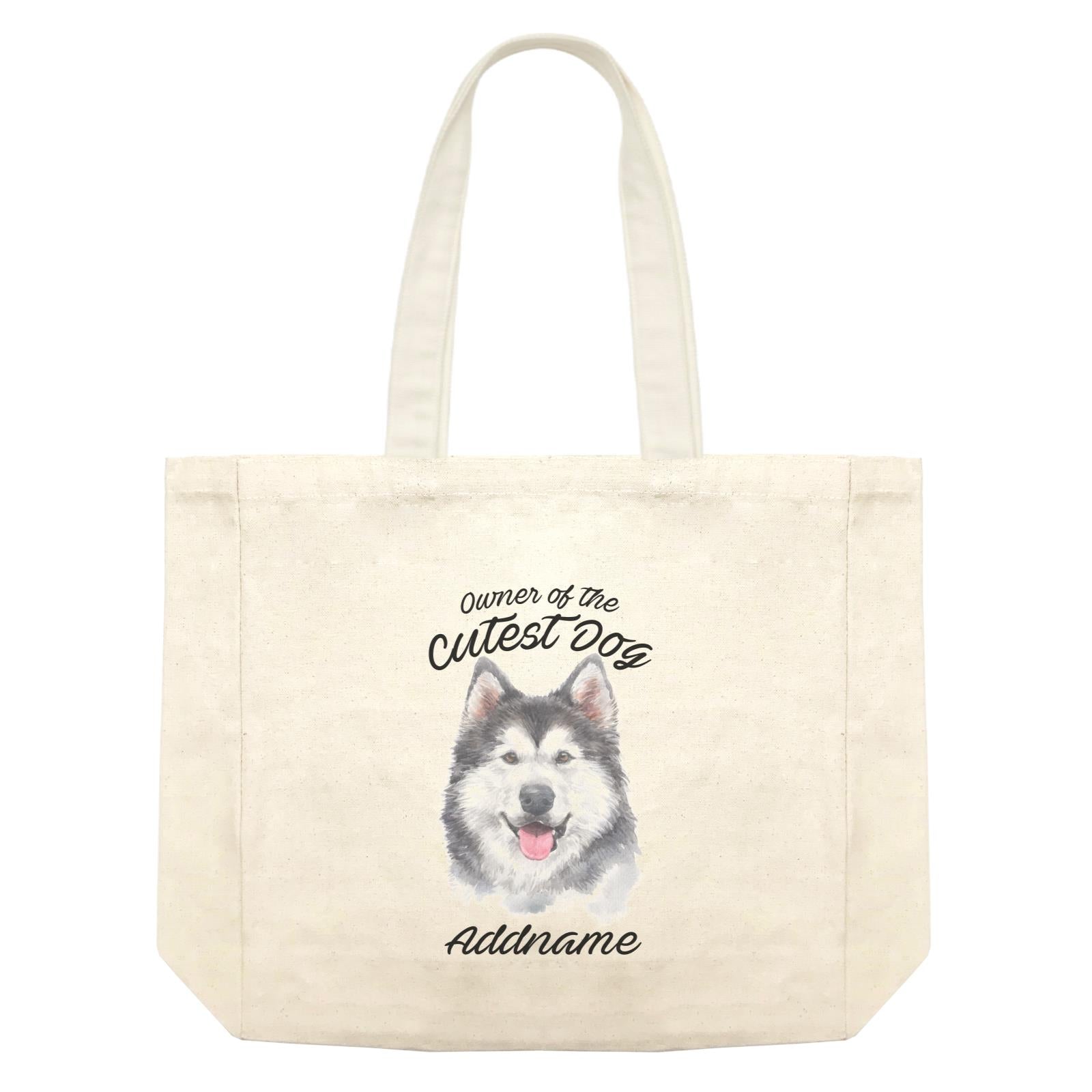 Watercolor Dog Owner Of The Cutest Dog Siberian Husky Smile Addname Shopping Bag