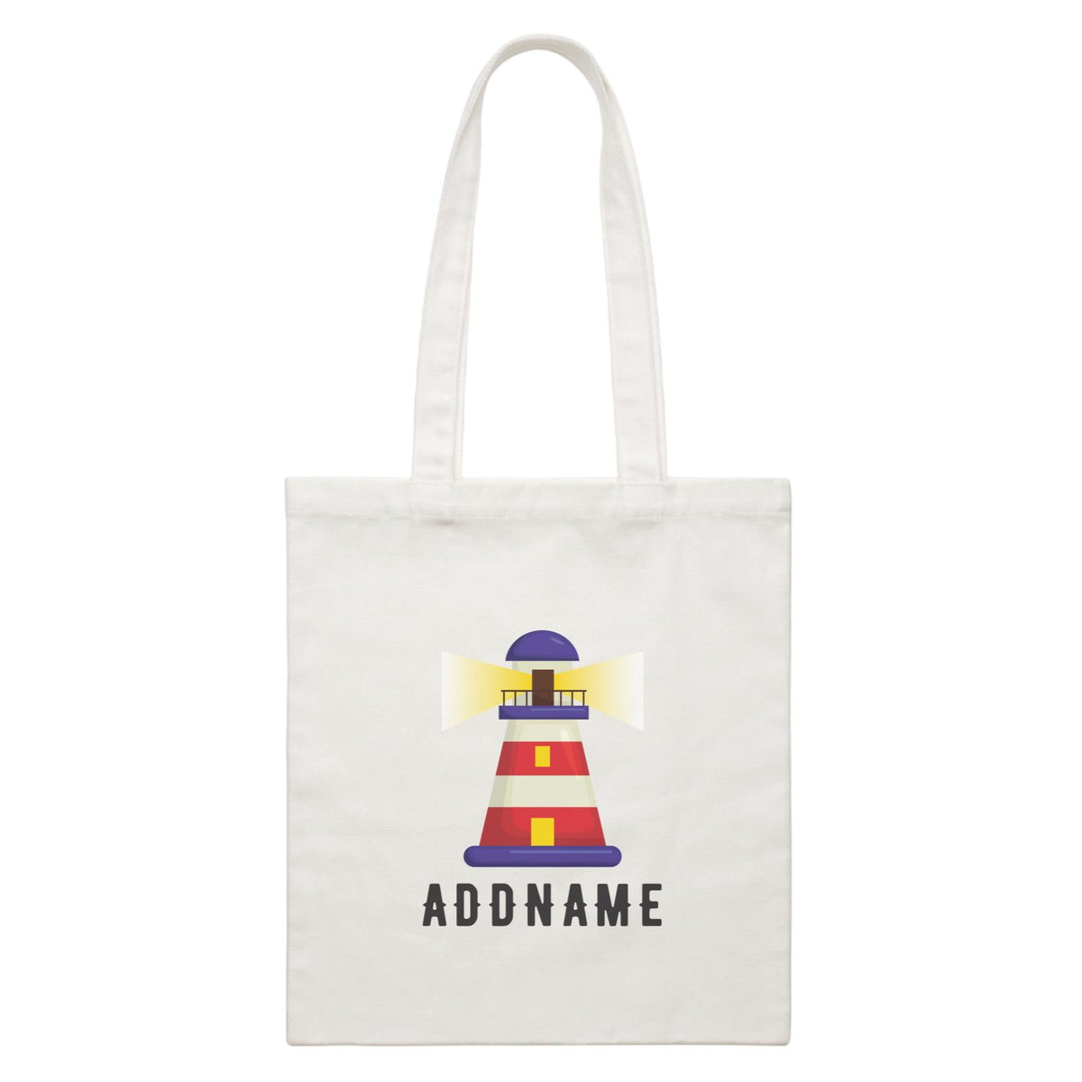 Birthday Sailor Lighthouse Addname White Canvas Bag