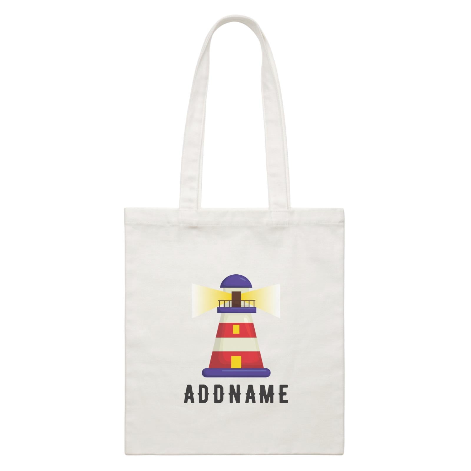 Birthday Sailor Lighthouse Addname White Canvas Bag