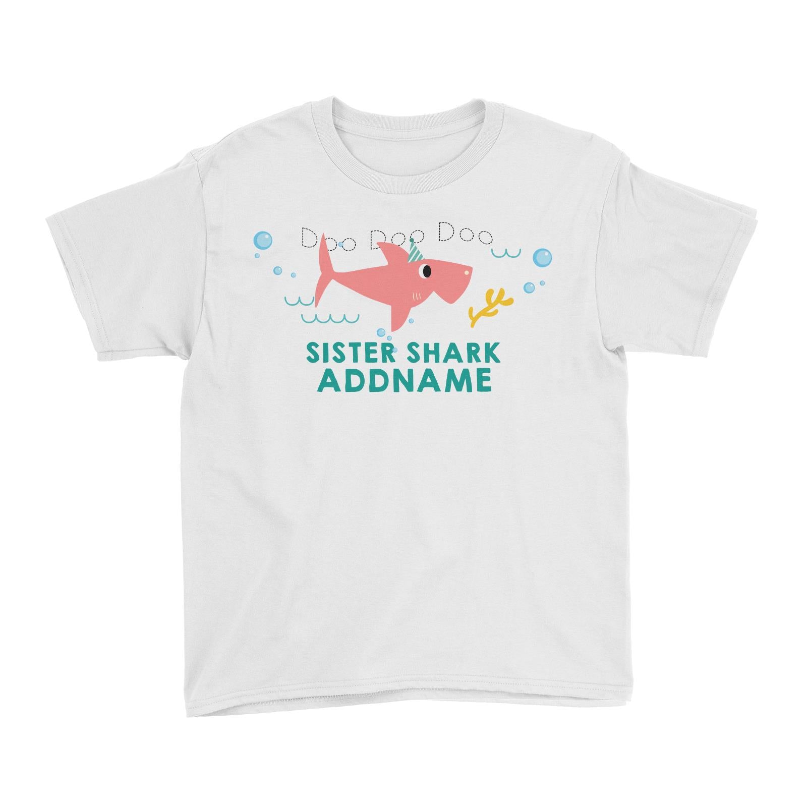 Sister Shark Birthday Theme Addname Kid's T-Shirt