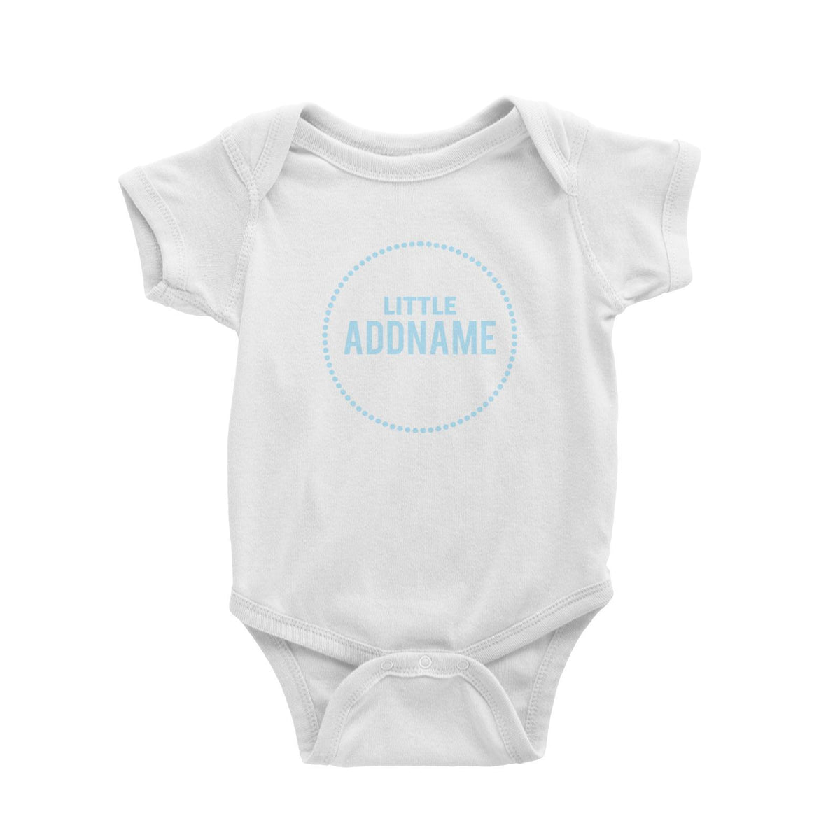 Little Addname in Blue Dotted Circle Baby Romper