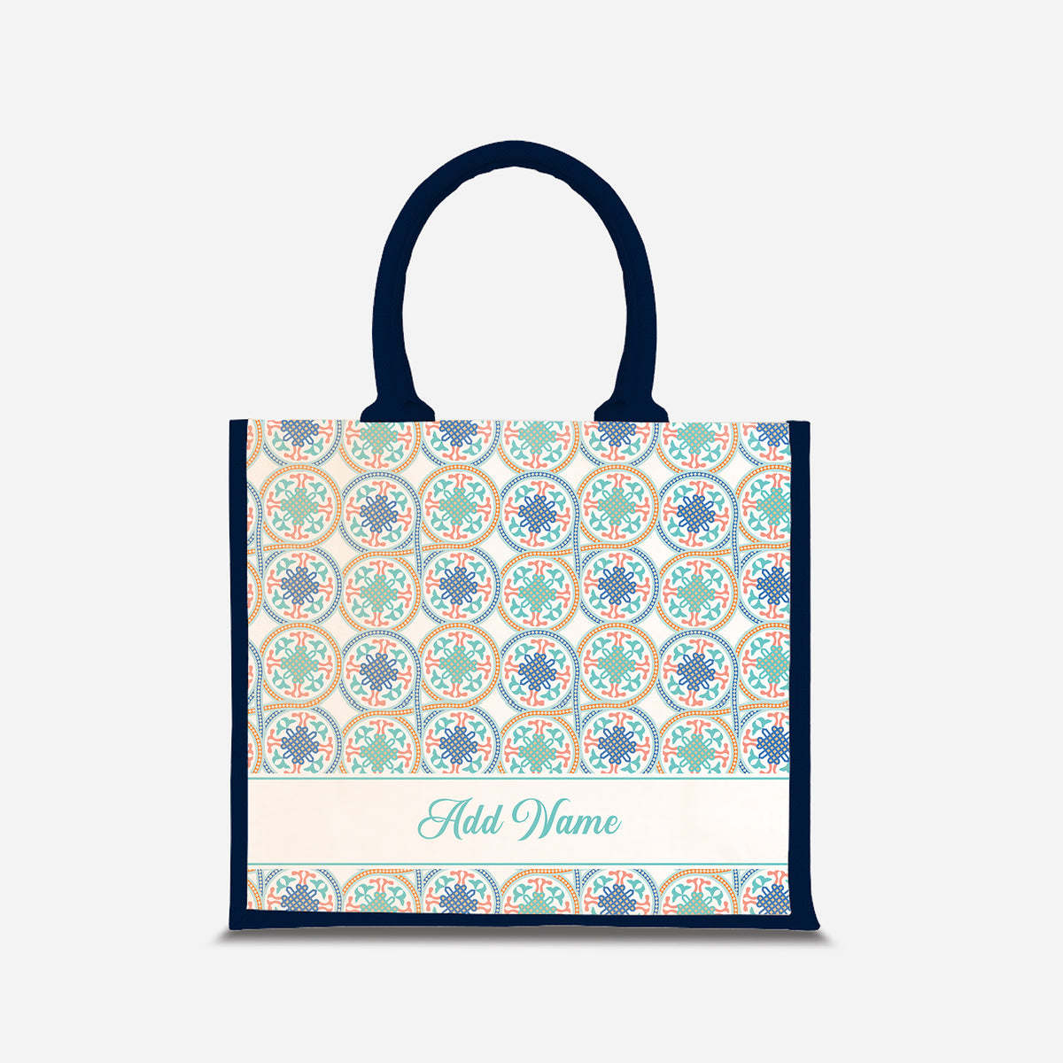 Moroccan Series Half Lining Jute Bag - Chahid Navy