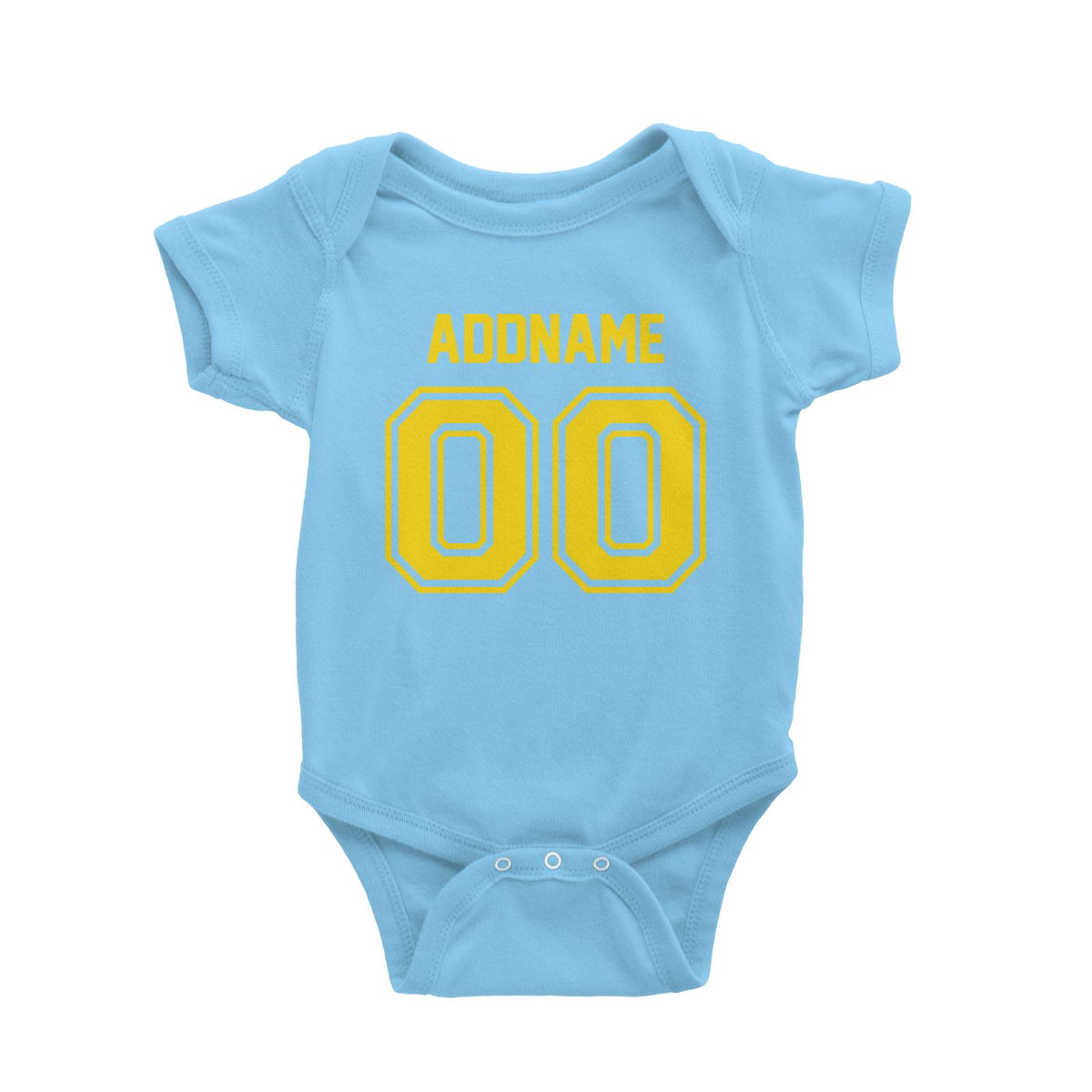 Jersey Yellow Font With Name and Number Baby Romper