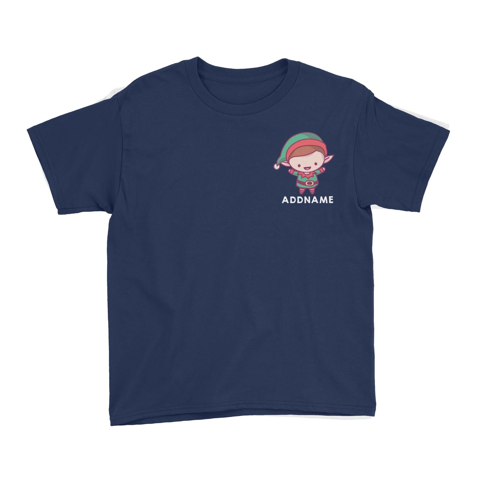 Christmas Cute Pocket Elf Addname Kid's T-Shirt