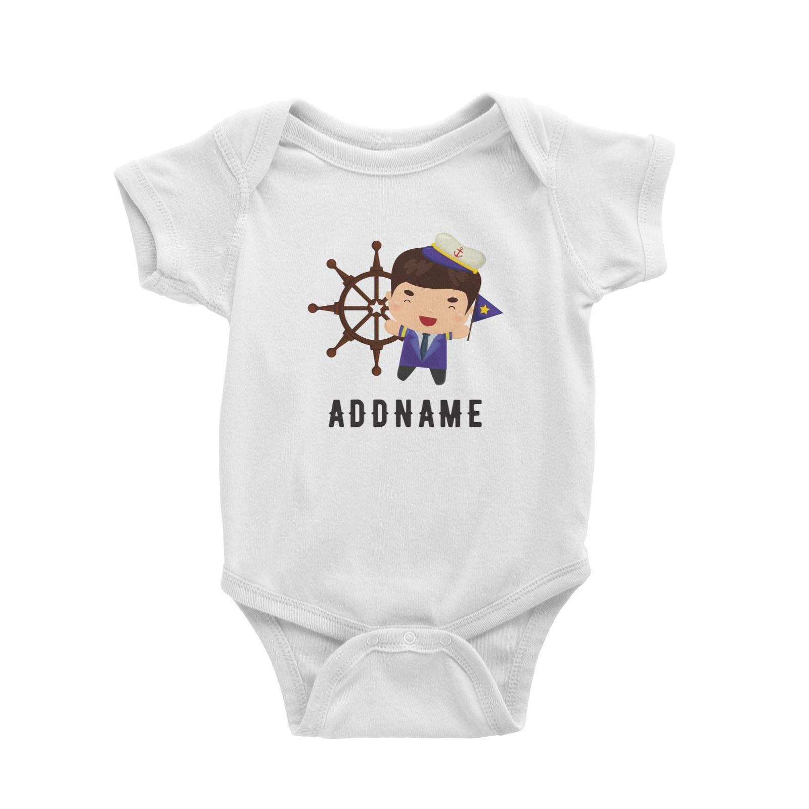 Birthday Sailor Boy Ship With Wheel Addname Baby Romper